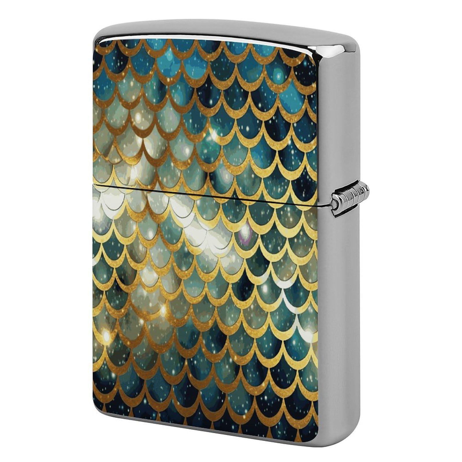 Fekiloot Style Golden Glittering Fish Scales Lighter Case Cover Lighter Holder
