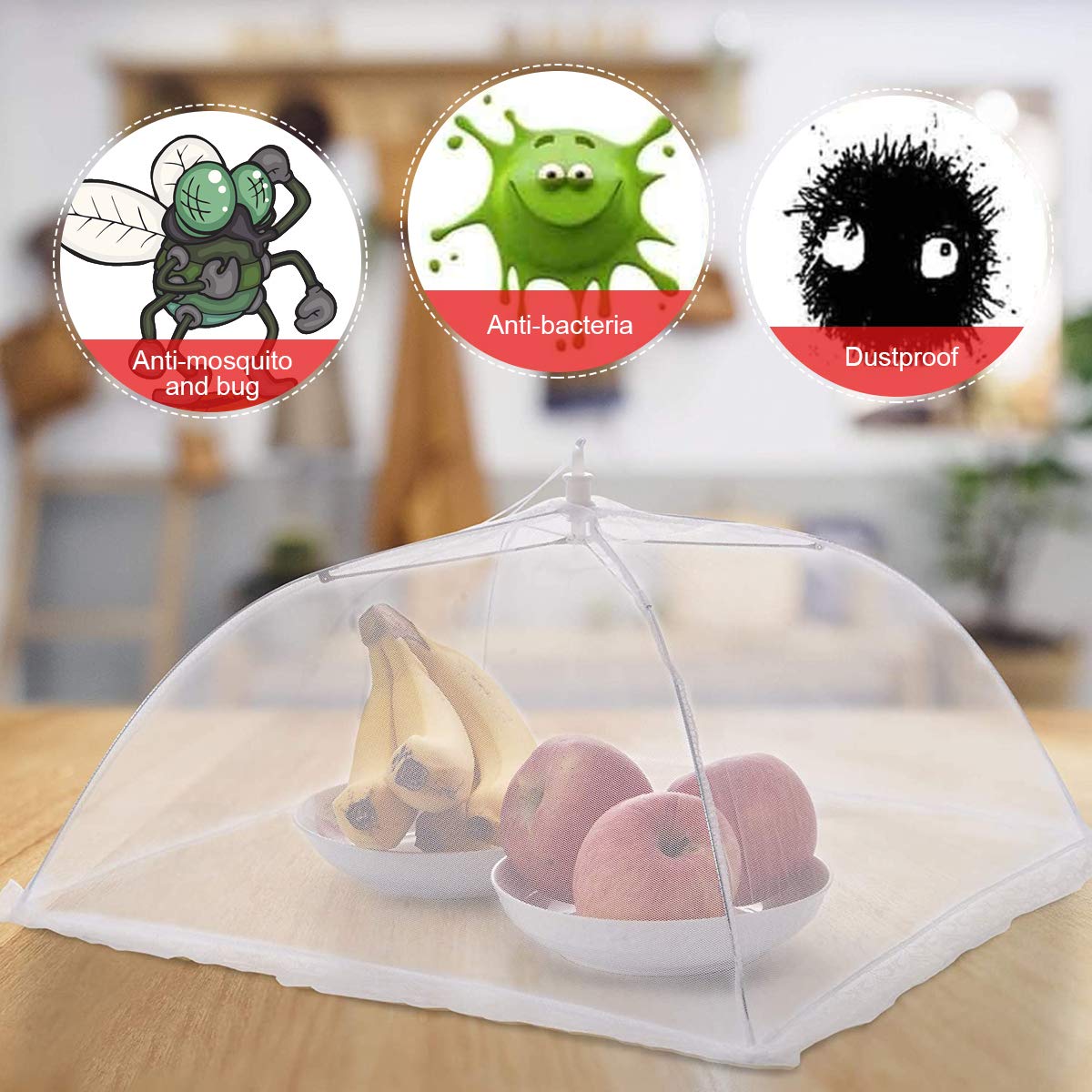 Cloche Anti-Mouche Pliable Homealexa - 44x44x30 Cm | Protection Nourriture BBQ, Picnic | Filet Anti-Insectes