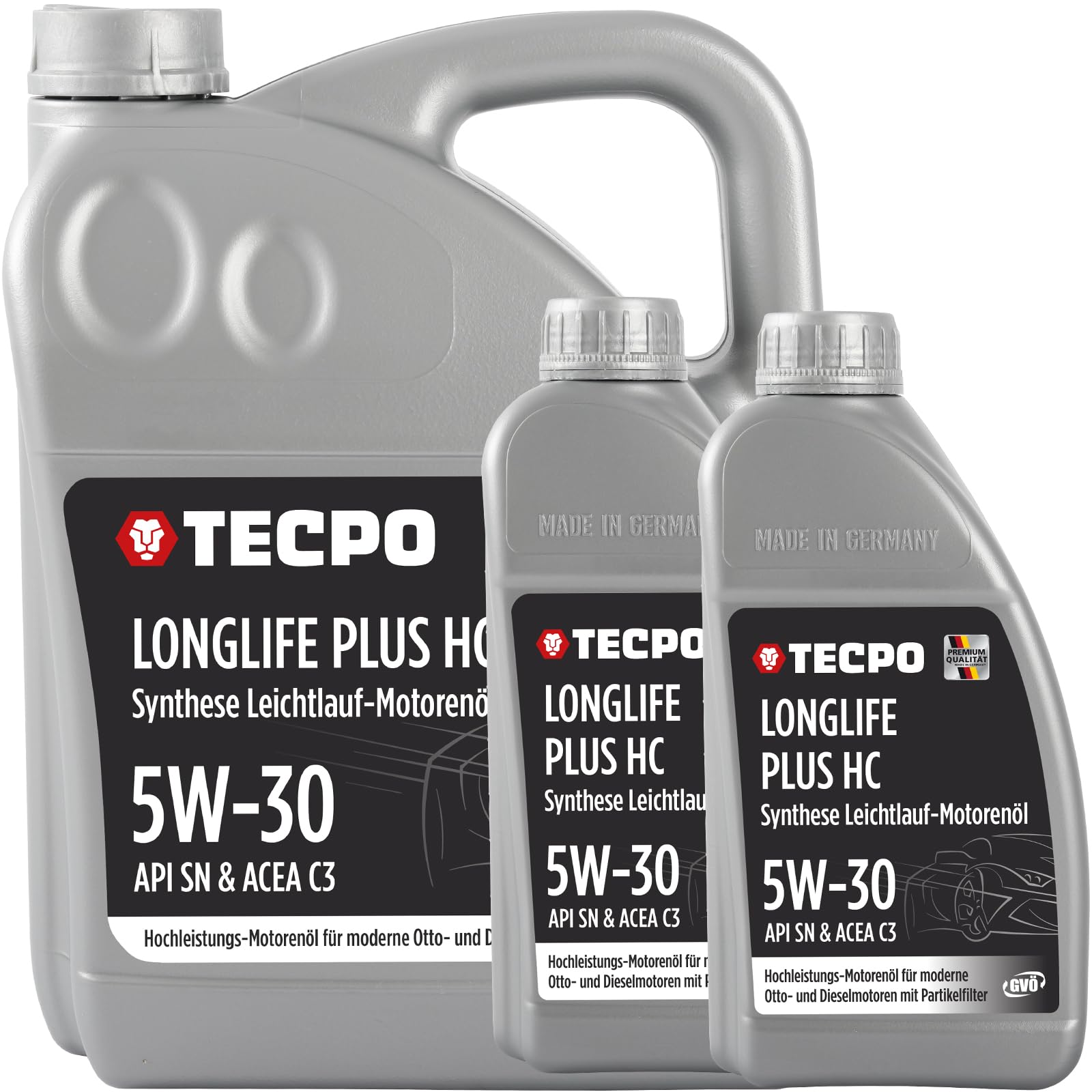 TECPO Motoröl 7 Liter 5W-30 LONGLIFE Plus HC Synthese passend für ACEA C3 / API SN / 504/507 / 229.31/229.51 / LL-04 / C30