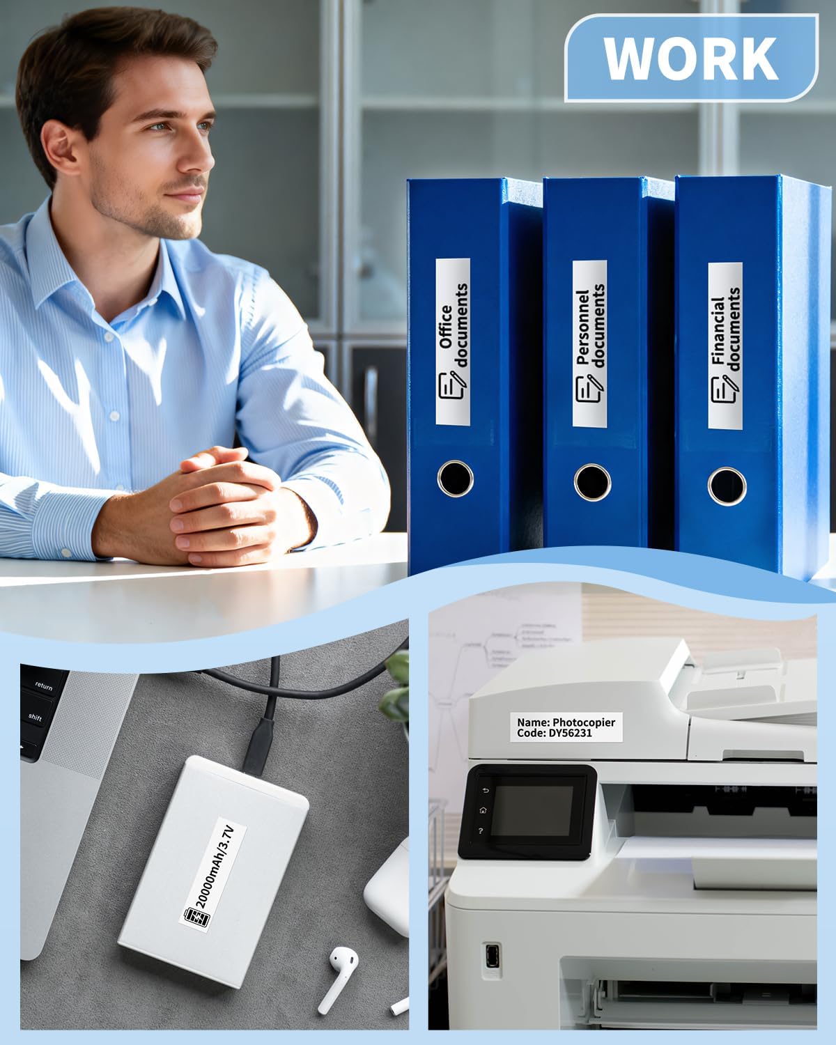 TZe-241 TZe241 Replacement for Brother P Touch Label Tape TZe TZ Tape 18mm 0.7 Inch Laminated White Label Maker Tape, Compatible with Brother PT-D400 PT-D410 PT-D600 PT-D610BT, 3/4 Inch, 4-Pack - Image 7