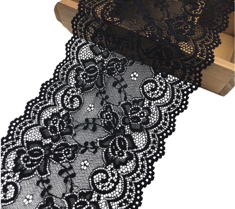 Dentelle noire de 15 cm x 9,1 m pour couture et loisirs créatifs