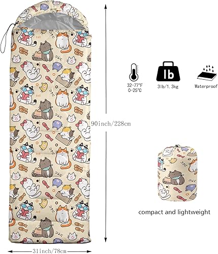 Miniatura 2 de QOOMO - Saco de Dormir para Acampar, para 3 Estaciones, Clima Cálido y Fresco, Ligero, Resistente al Agua, para Adultos y Niños, Equipo de Camping,