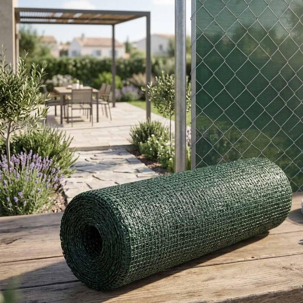 Suinga Malla de Sombreo Ocultacion 1 x 50 Metros Verde Oscuro | Ocultacion 100% para Terrazas, Jardines y Parcelas | Privacidad Total y Proteccion Solar Exterior