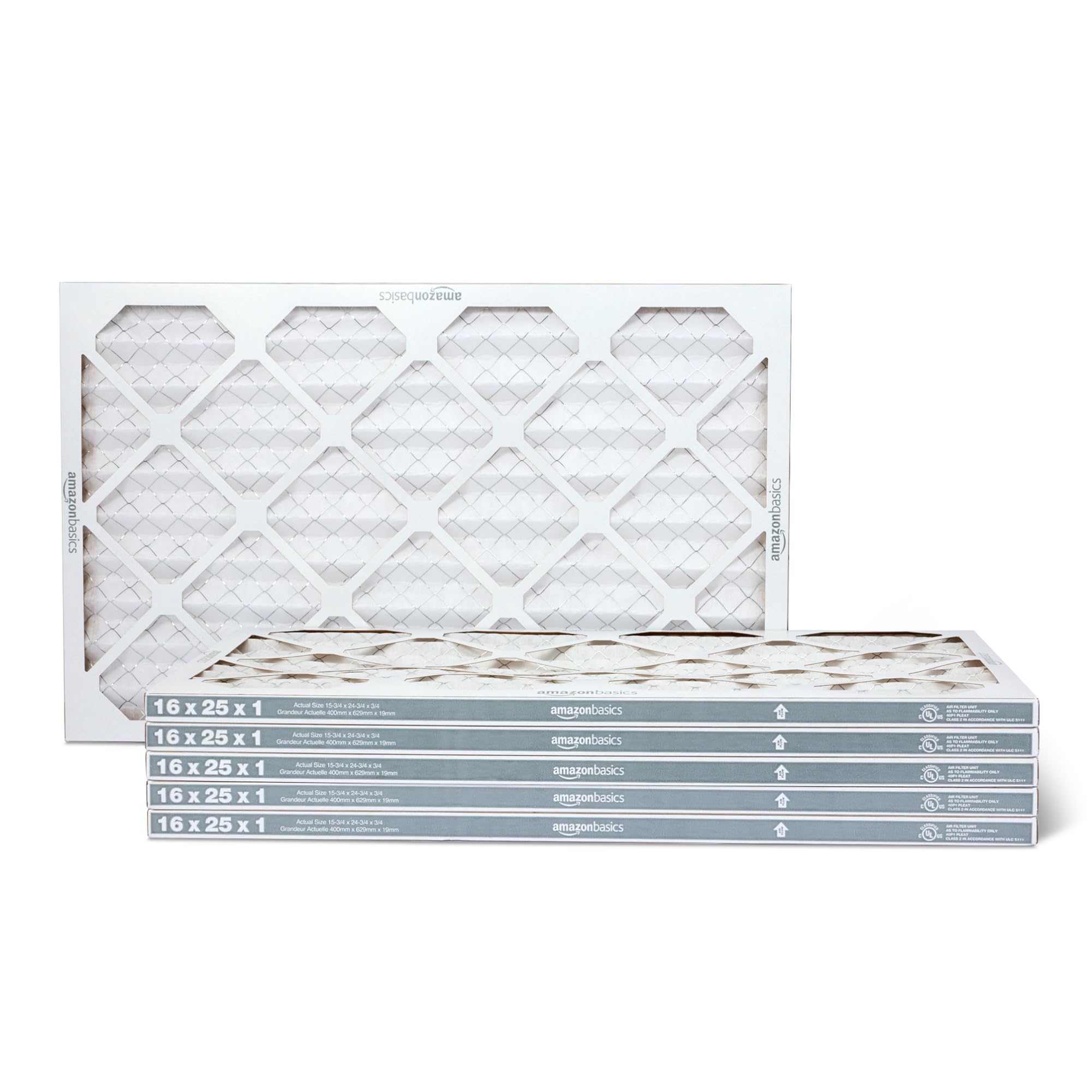 Amazon Basics Merv 5 AC Furnace Air Filter 16x25x1 inches, Pack of 6 (Actual size: 15.75" x 24.75" x 0.75")