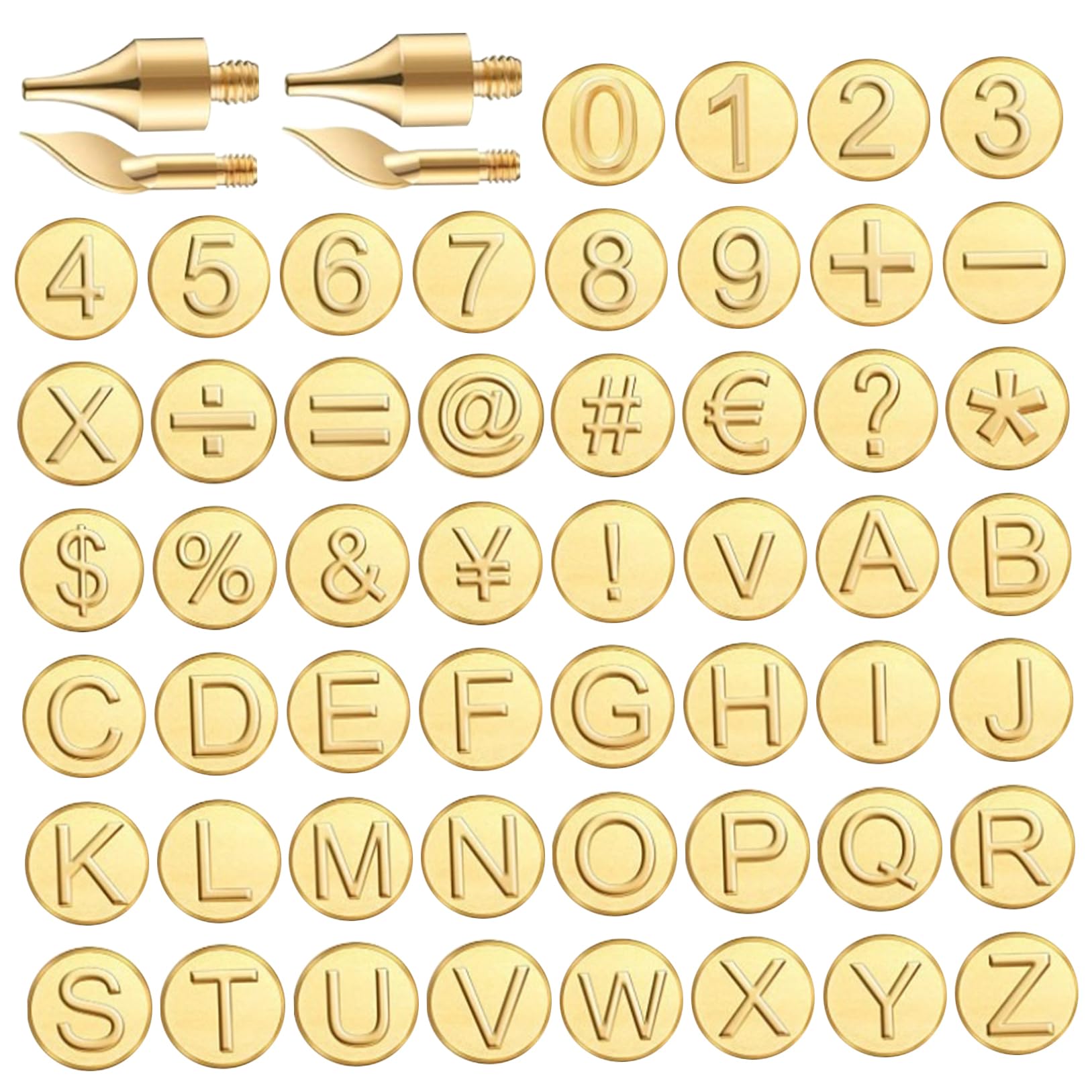 Lot de 56 Outils de Pyrogravure sur Bois avec Pointe de Combustion, Lettres, Alphabet et Chiffres pour Brûleur, Loisirs Créatifs, Gaufrage, Sculpture