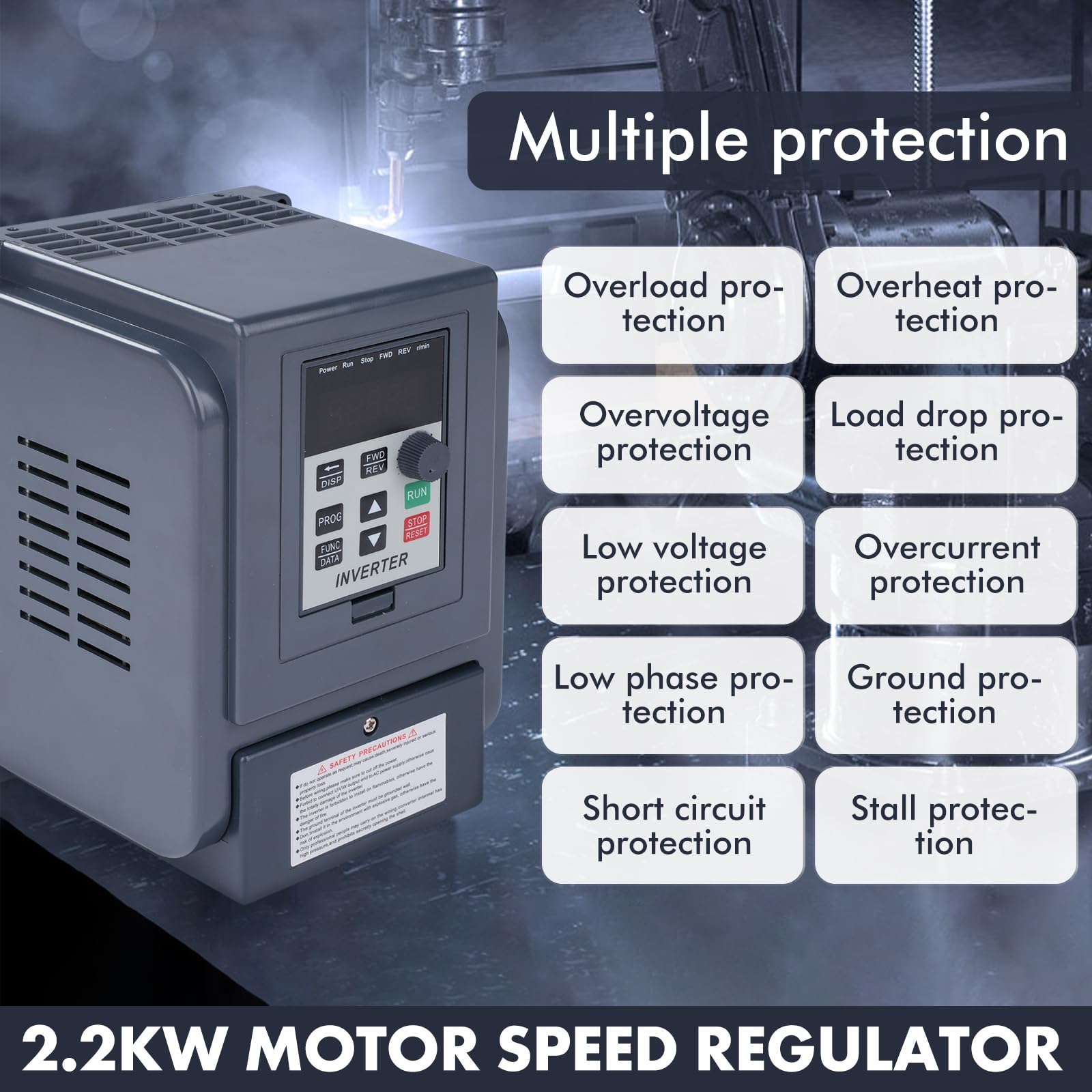 Jadeshay Variador de Frecuencia Monofásico, Unidad de Frecuencia Variable, Convertidor Monofásico a Trifásico de 2,2 kW, Salida de 220 V a 380 V, Regulador de Velocidad del Motor VFD