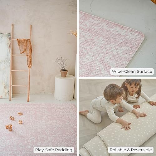 Vista 136 de Baby Care - Alfombra de juego (grande, diseño juguetón, Pinko & Friend) de 82 x 55 pulgadas, original de una pieza, reversible, enrollable, Juguetón