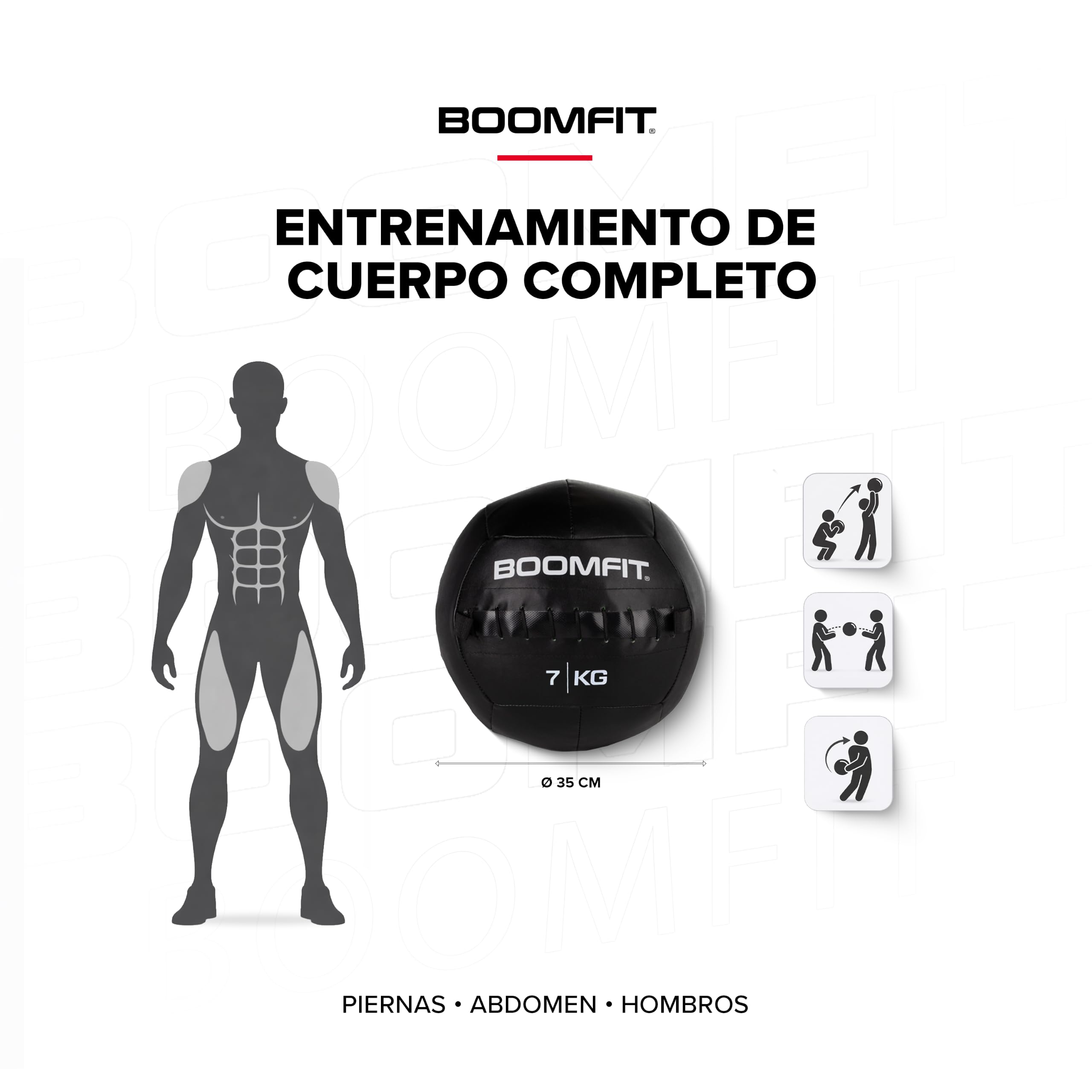 BOOMFIT Wall Ball 2–15 kg | Balón Medicinal Antideslizante Superficie Lisa | Carga centrada Estable | Progresión por Pesos sin Cambiar sensaciones | Crossfit, Funcional y HIIT