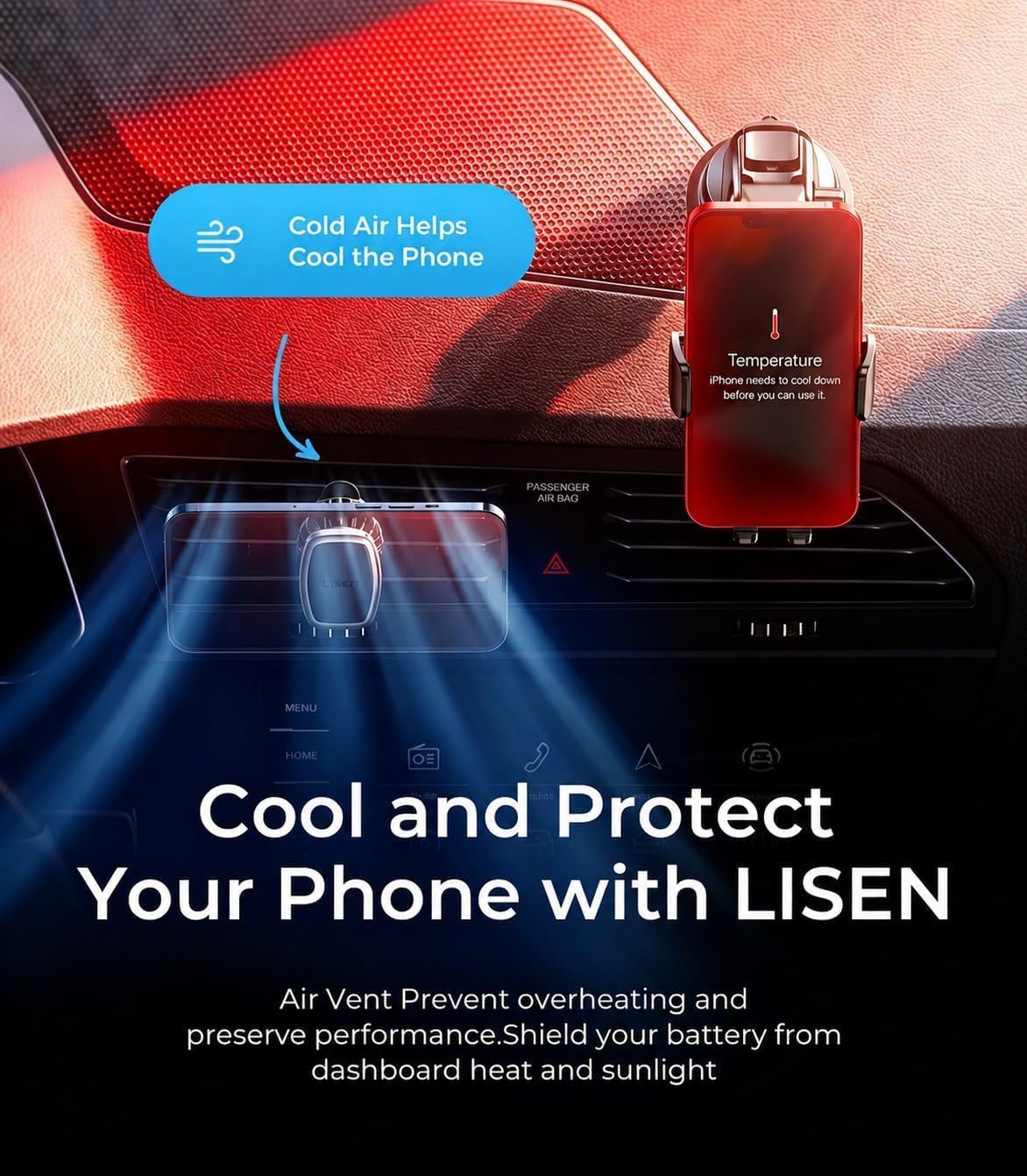 LISEN for MagSafe Car Mount,360° Adjustable Vacuum Magnetic Phone Holders for Your Car, for iPhone 17 Pro Max 16 15 14 13 12 Plus Air for All Smartphones view 4