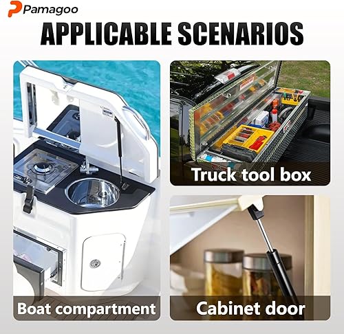 Miniatura 6 de Soportes de gas de 10 pulgadas y 20 libras, C16-15049 de 10 pulgadas, caja de herramientas de soporte de elevación para tapa de camioneta, caravana,