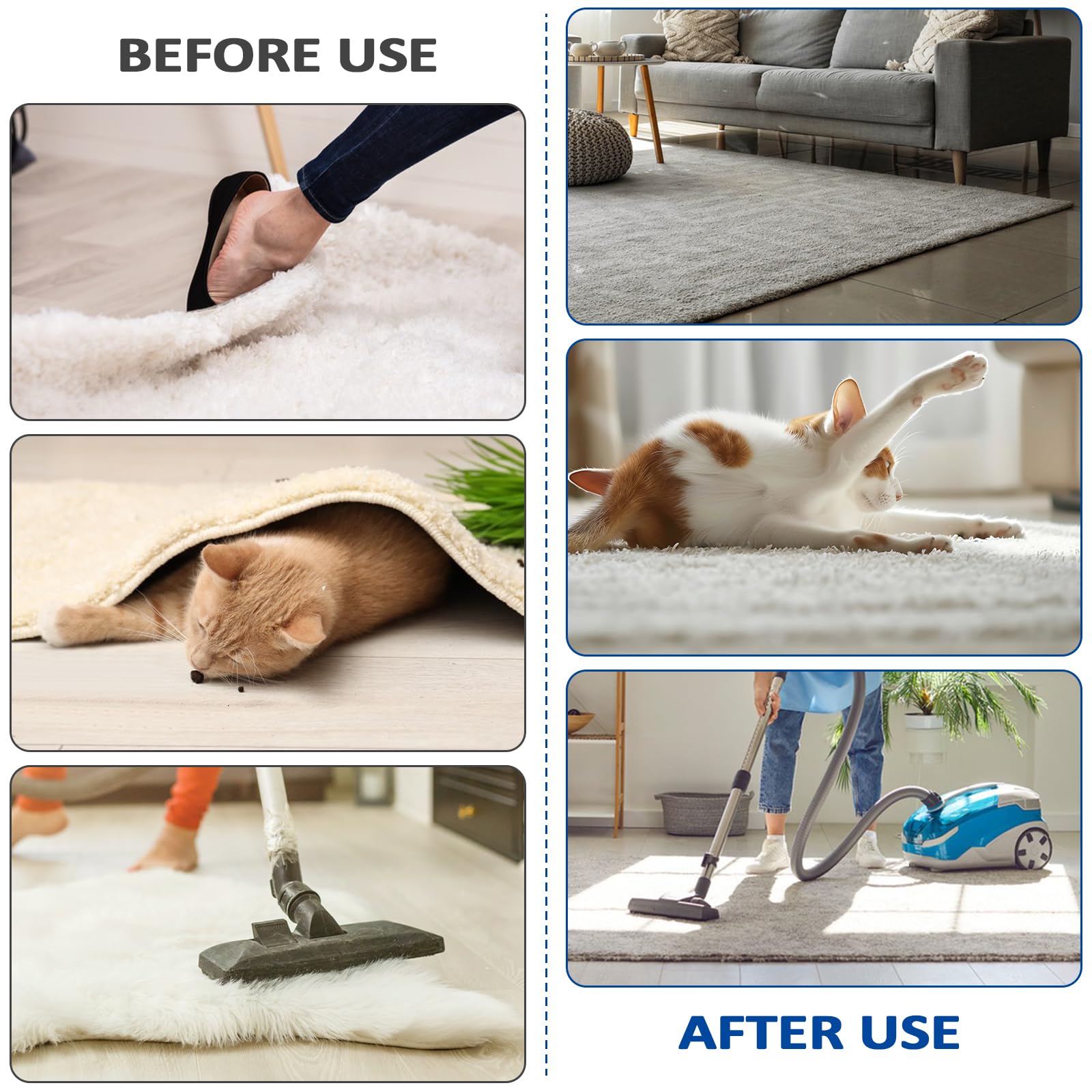 30 Piezas Pinzas para Alfombras, Alfombra Antideslizante, Reutilizable und Lavable Bases Antideslizante Colchon, Adhesivo de Alfombra para Cocina, Baño, Salón, Dormitorio, Oficina, Negro