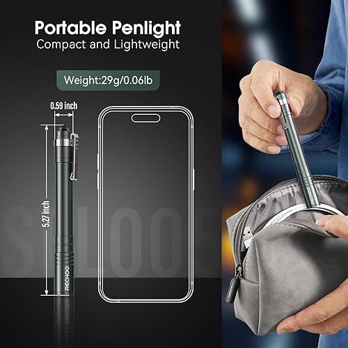 Miniatura 2 de RECHOO Paquete de 4 luces LED para bolígrafo, ligera, pequeña y brillante linterna con clip, linterna de bolsillo portátil impermeable para el