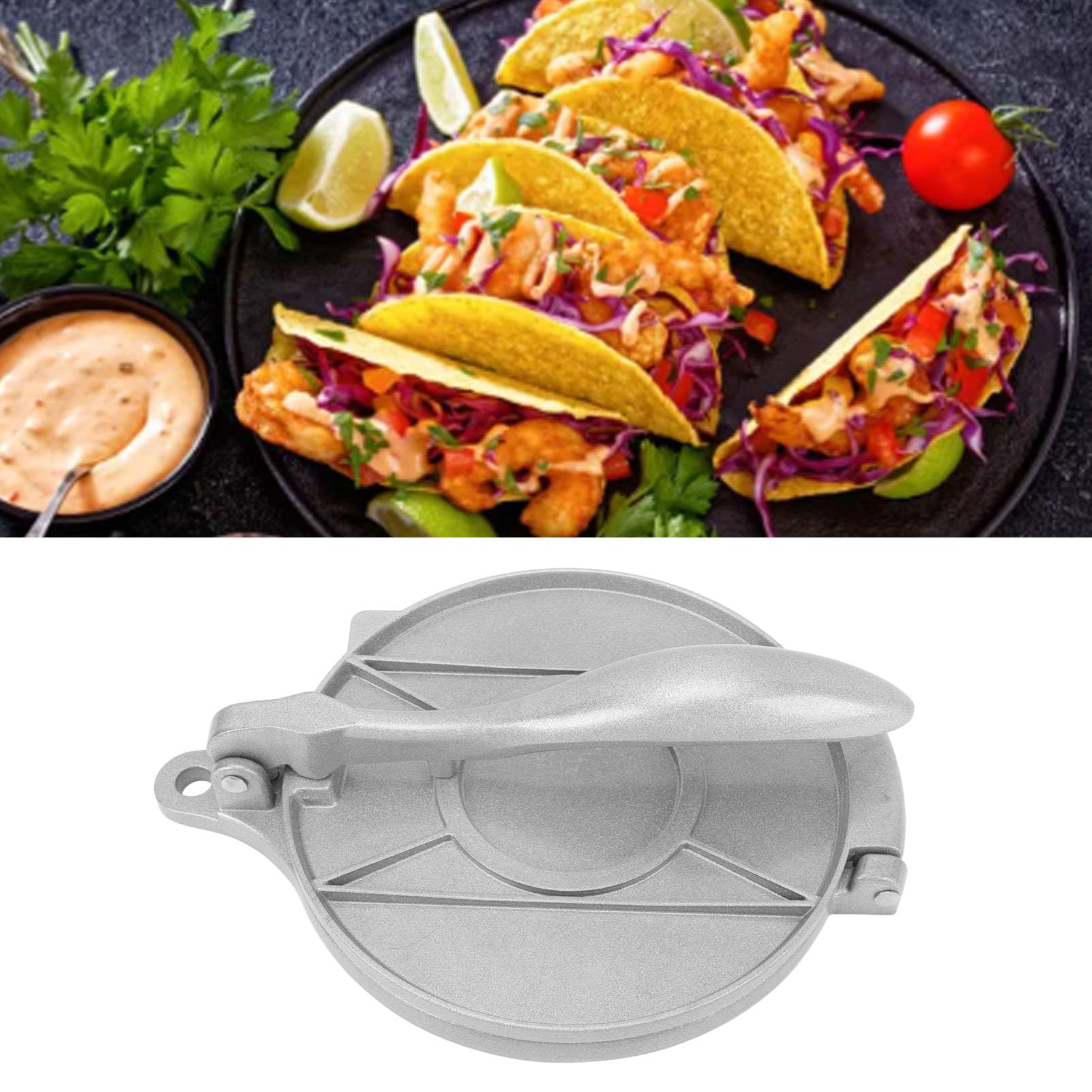 Asixxsix Tortilla Press 8 Inch, Aluminum Alloy Tortilla Maker, Non Stick Tortilla and Roti Maker, Tortilla Pan for Flour Tortilla, Tawa, Quesadilla Maker, Taco Maker