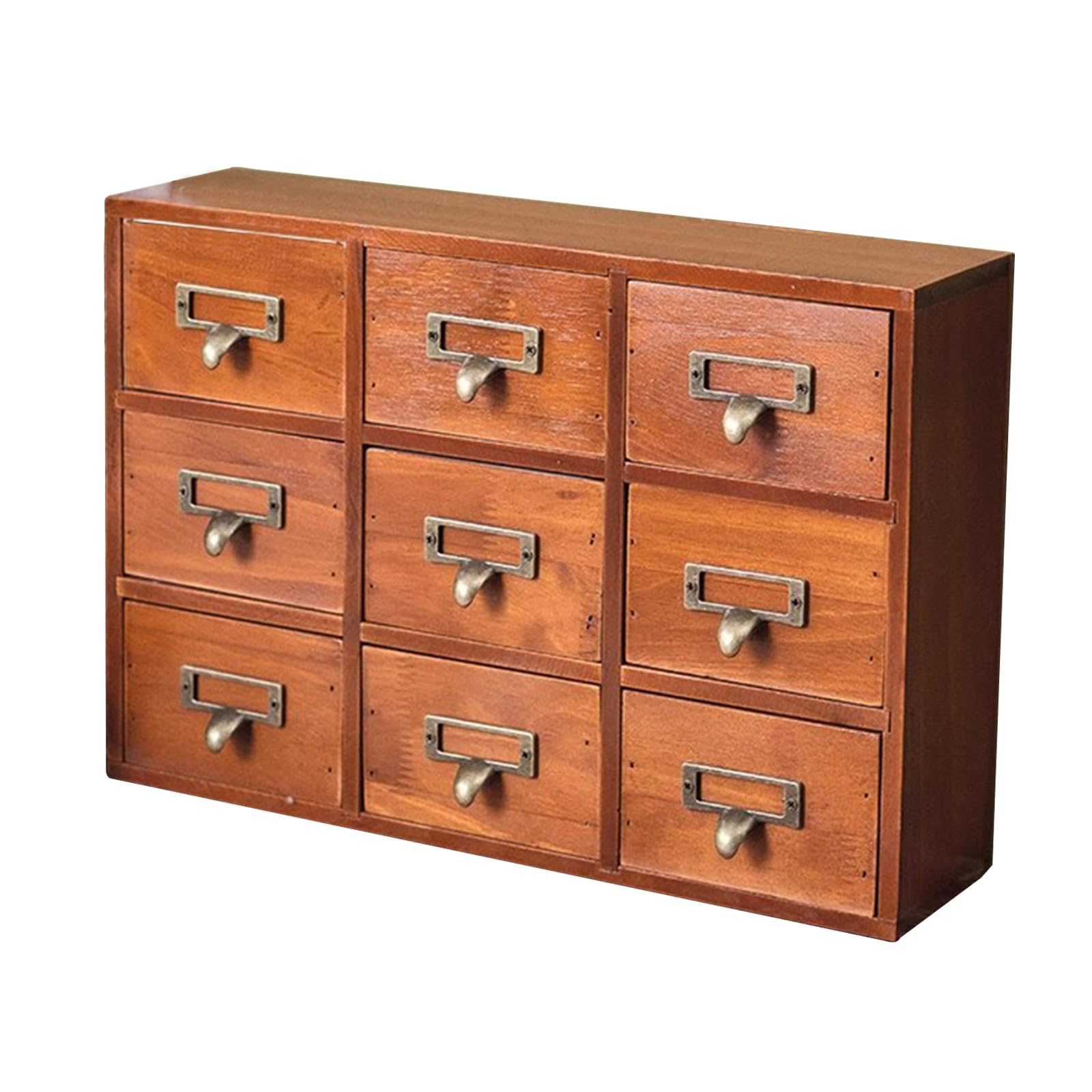 MESCXTY Wooden Desk Drawer Organizer, Classic Vintage Organizer for Tabletop, Wood Storage Box, Desktop Organizing Cabinet with Drawers Office Study Table(9-Drawer, Brown)