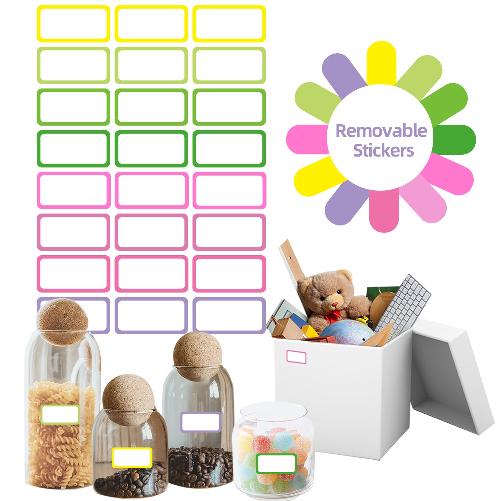 STARLIBOO Removable Freezer Labels,1x2 Inch Color Coding Removable Labels for Food Containers, Removable Label, Freezer Label to Write on/Waterproof (