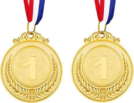 Gold Medal, Metal Medals for Children with Colorful Ribbons