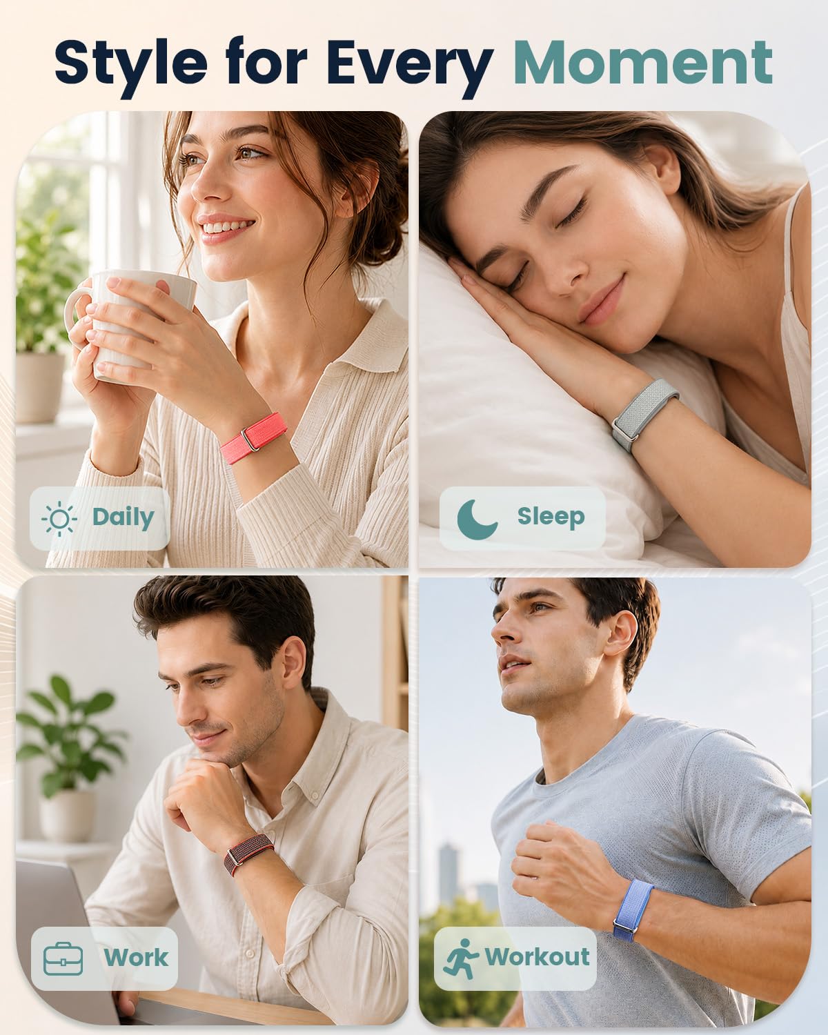 Lot de 3 bracelets en nylon compatibles avec Google Fitbit Air Performance Loop Band | Bracelets de sport pour Fitbit Air sans écran - Fermeture - Doux et respirant - Tissé - Pour homme et femme