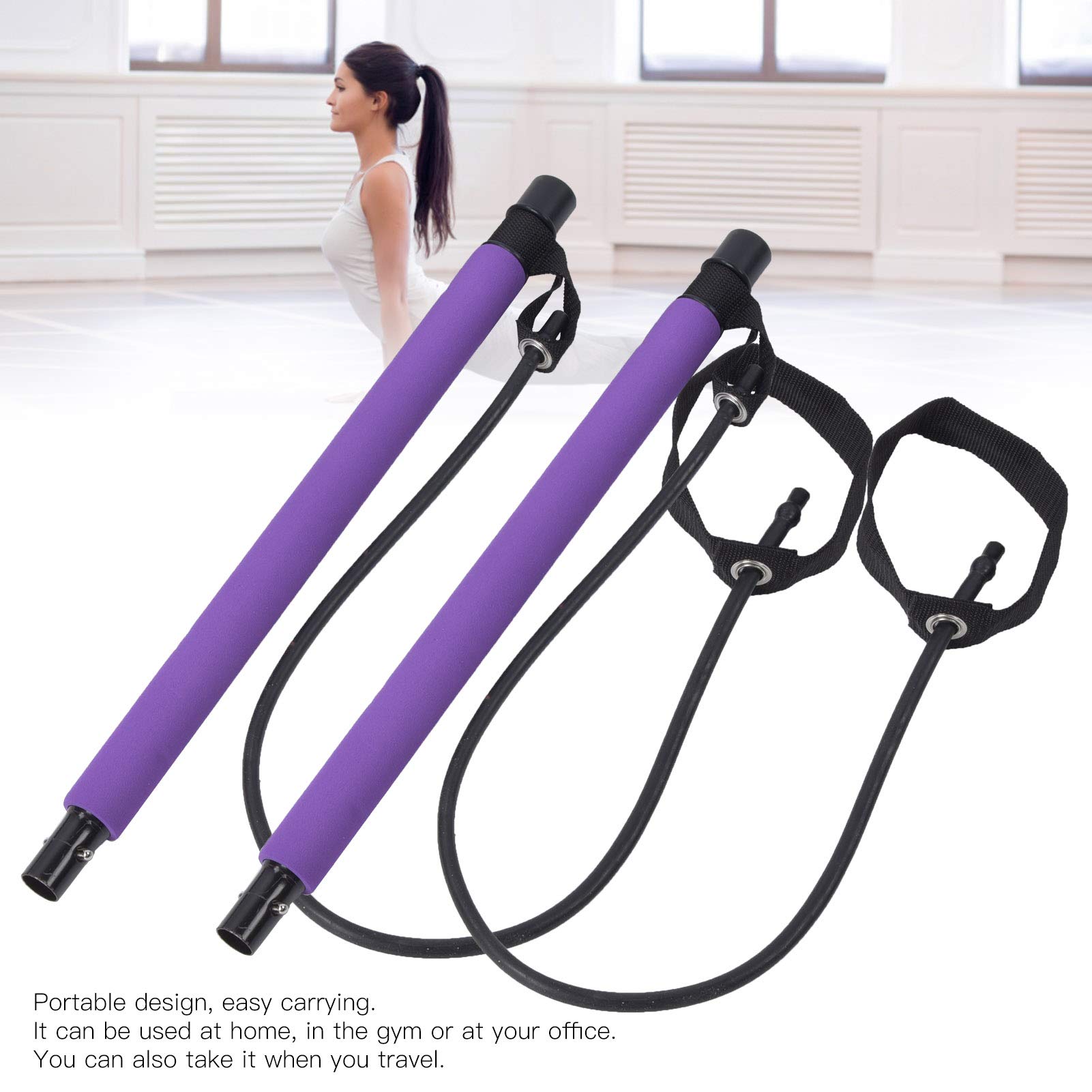 Sportset Pilates Bar + Springseil - Widerstandstraining Set Mit 6 Bändern & Tragetasche (1,7kg)