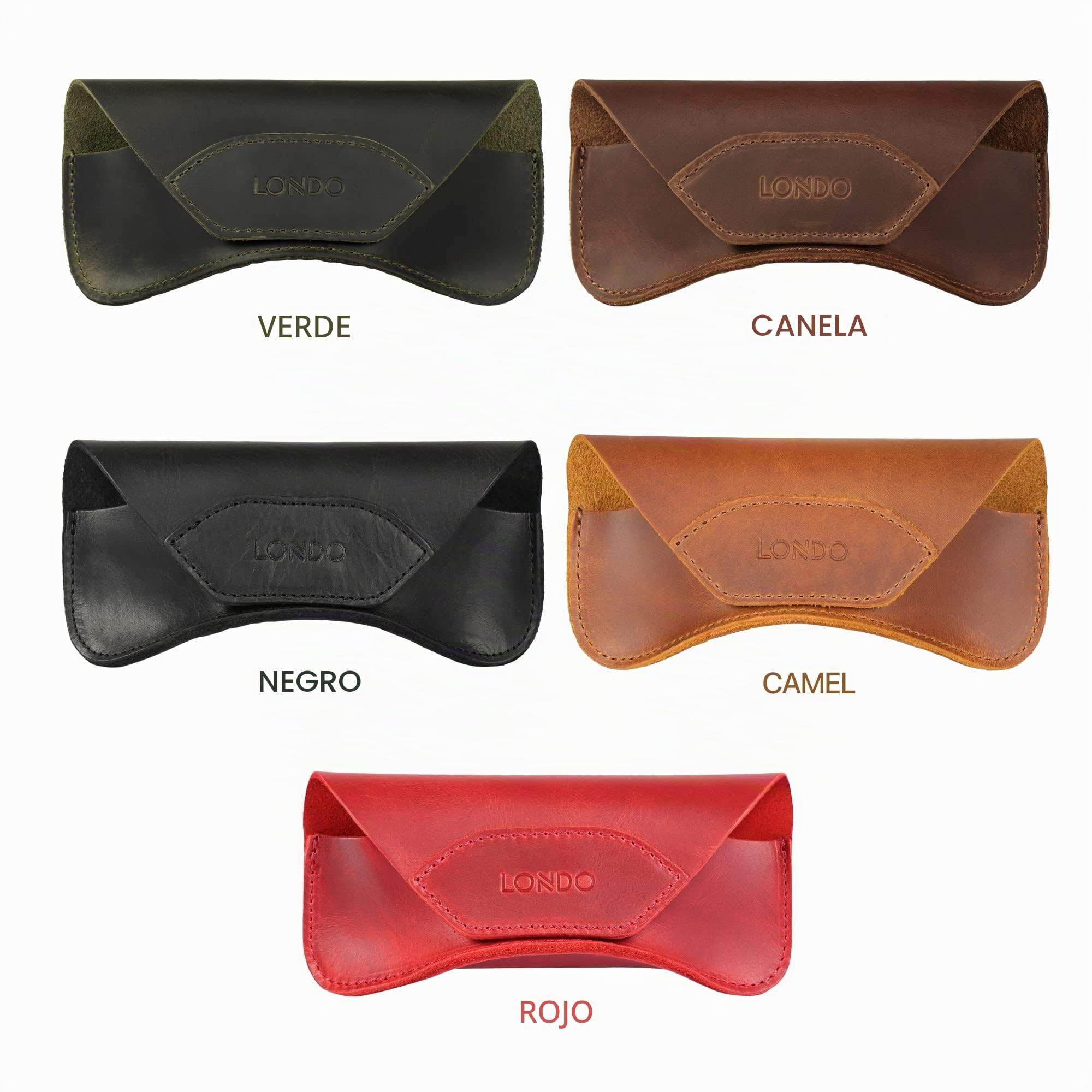 Londo Funda de piel auténtica para gafas y gafas de sol con cierre magnético a presión
