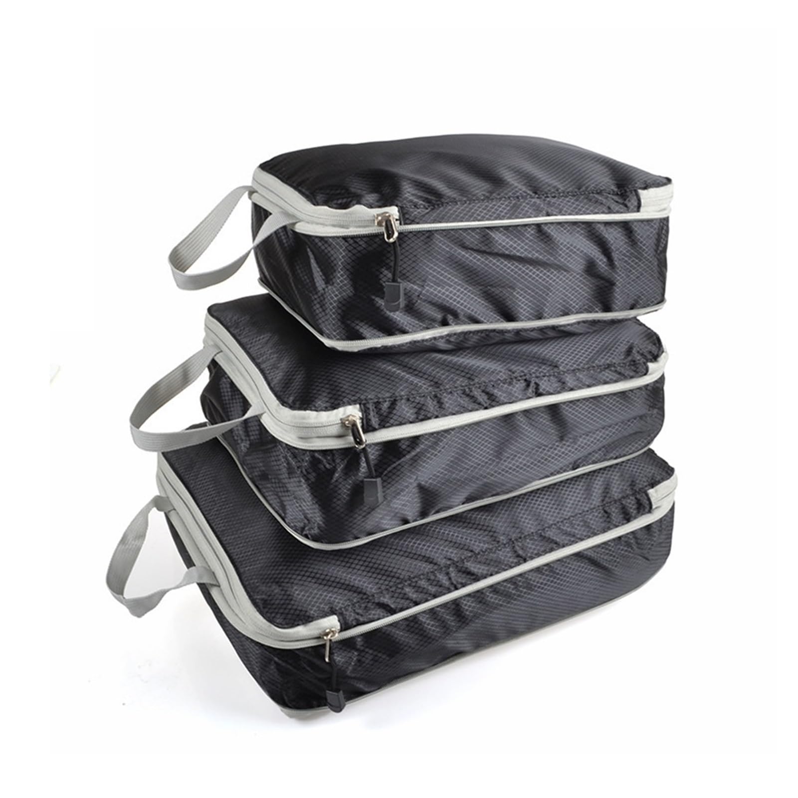 Set di 3 pezzi for l'organizzazione dei viaggi | Sacchetti for bagagli in nylon resistenti all'acqua for vestiti, biancheria intima e piccoli oggetti | Sacchetti compatti(Nero)
