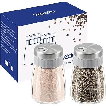 Vzaahu Salt and Pepper Shaker Set Fully Removable Dishwasher Safe 3 Modes Gray