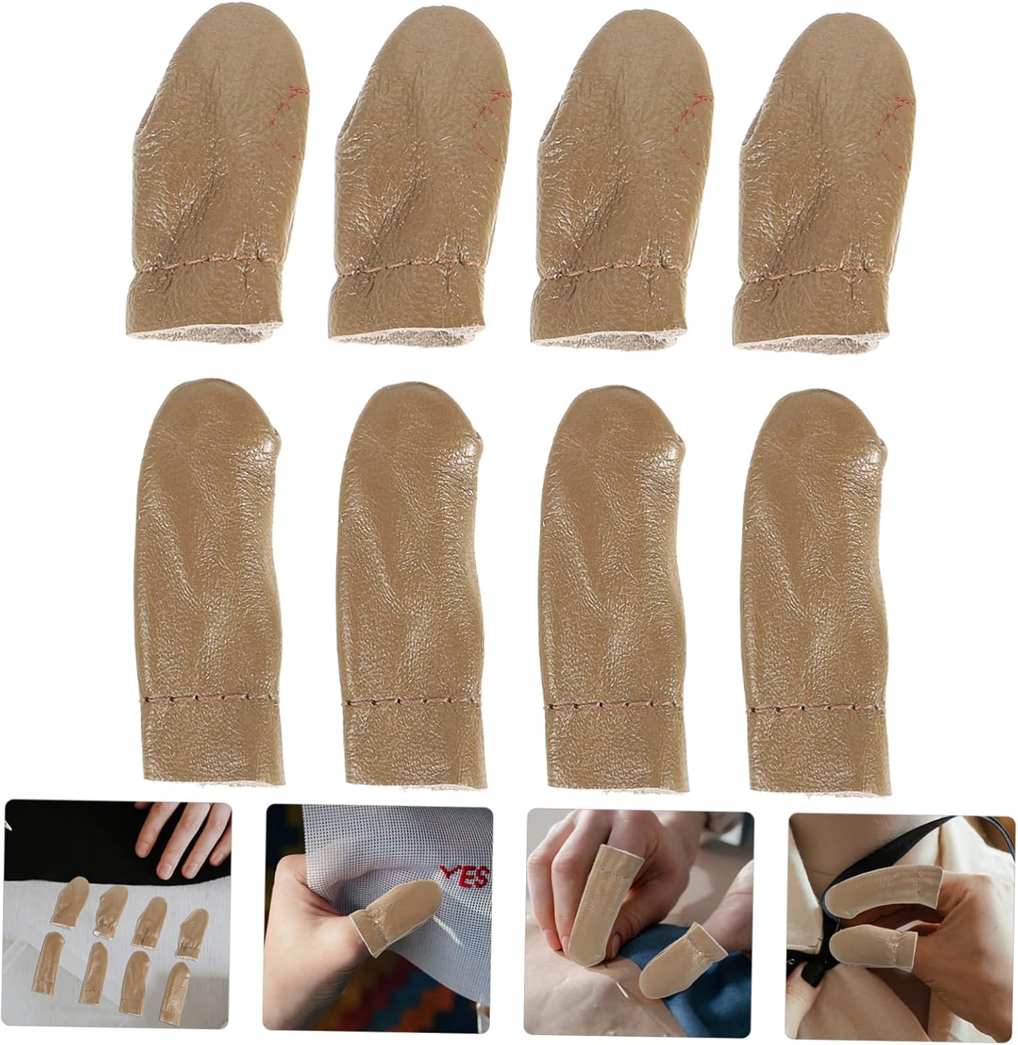 Anneome 4 Pack Cowhide Thimble Finger Sewing Thimbles for Fingers Leather for Hand Sewing Knitting Crochet Guard Random Color