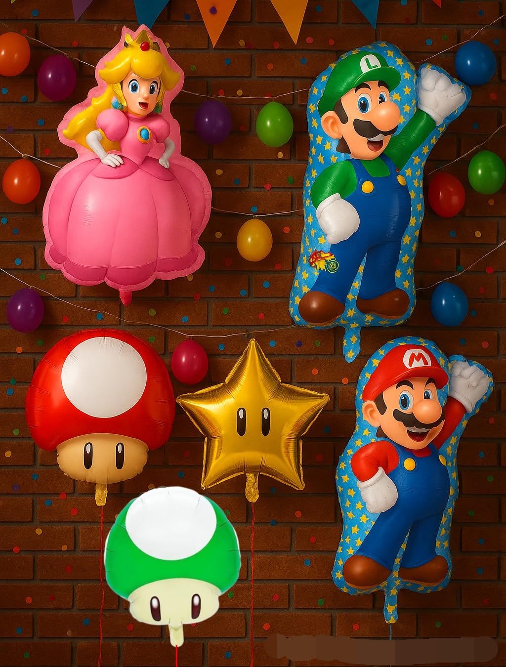 Atpata Funky Mario Mushroom Foil Balloon Set for Birthday Party Decorations | Gaming Theme Helium Balloons for Kids Boys Party Decor | Air & Helium Compatible Foil Party Supplies-image-26