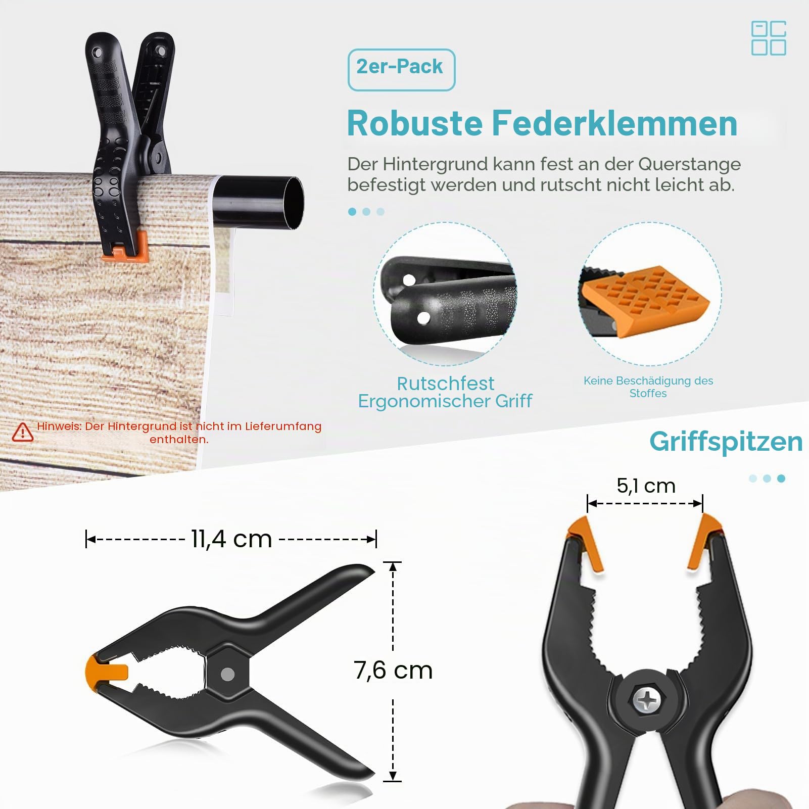 EMART Foto Hintergrund Ständer, 2,8x3m Hintergrundsystem bis 13,6kg | Stabiles Belastbar Background Stand, 6 Klemmen, Fotostudio Greenscreen, Hintergrundkarton, Projector Screen