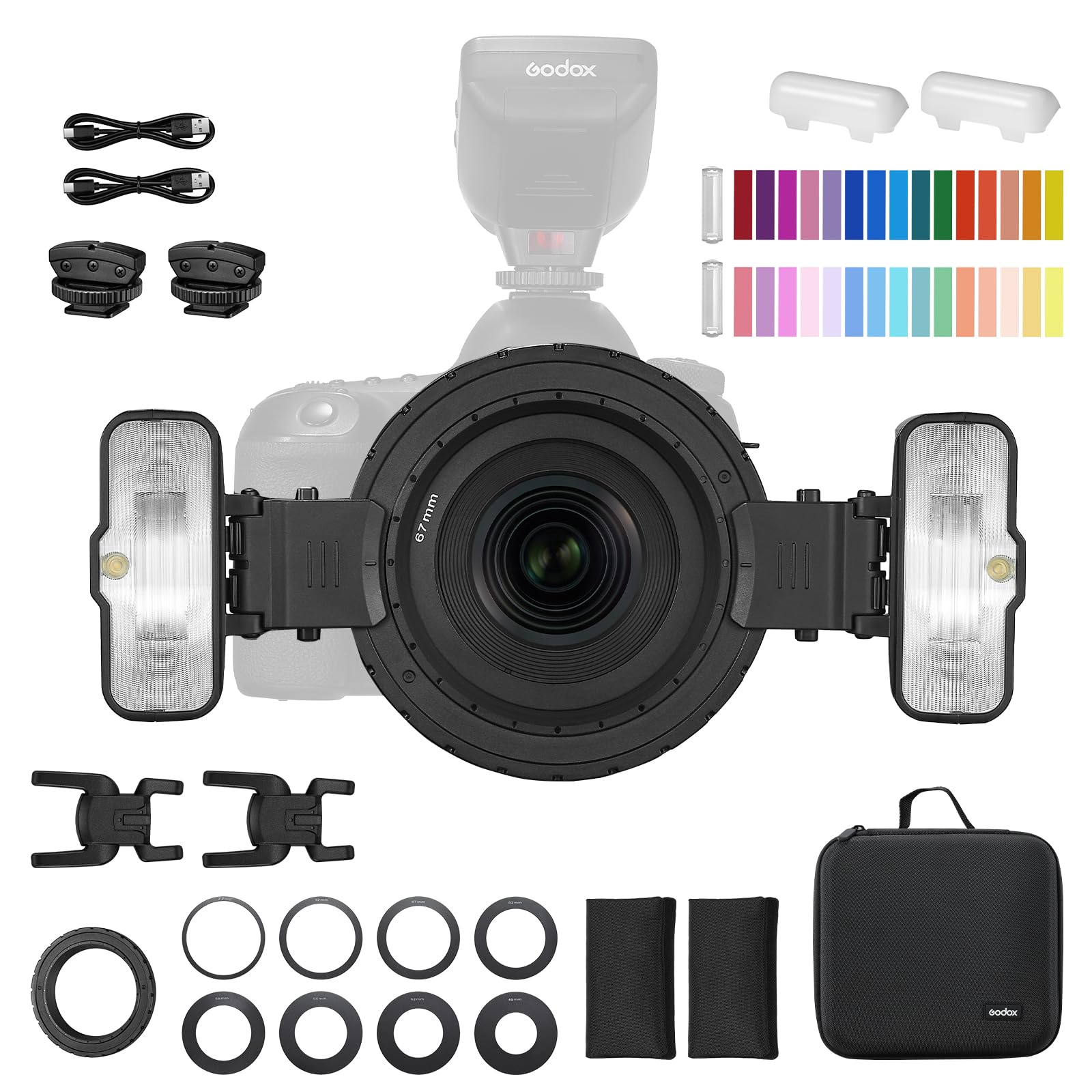 GODOX MF12-K2 Flash Macro per Fotocamera, 2.4G Controllo Wireless Batteria al Litio 3.7V/6.29W Incorporata Compatibile con Canon Nikon Sony