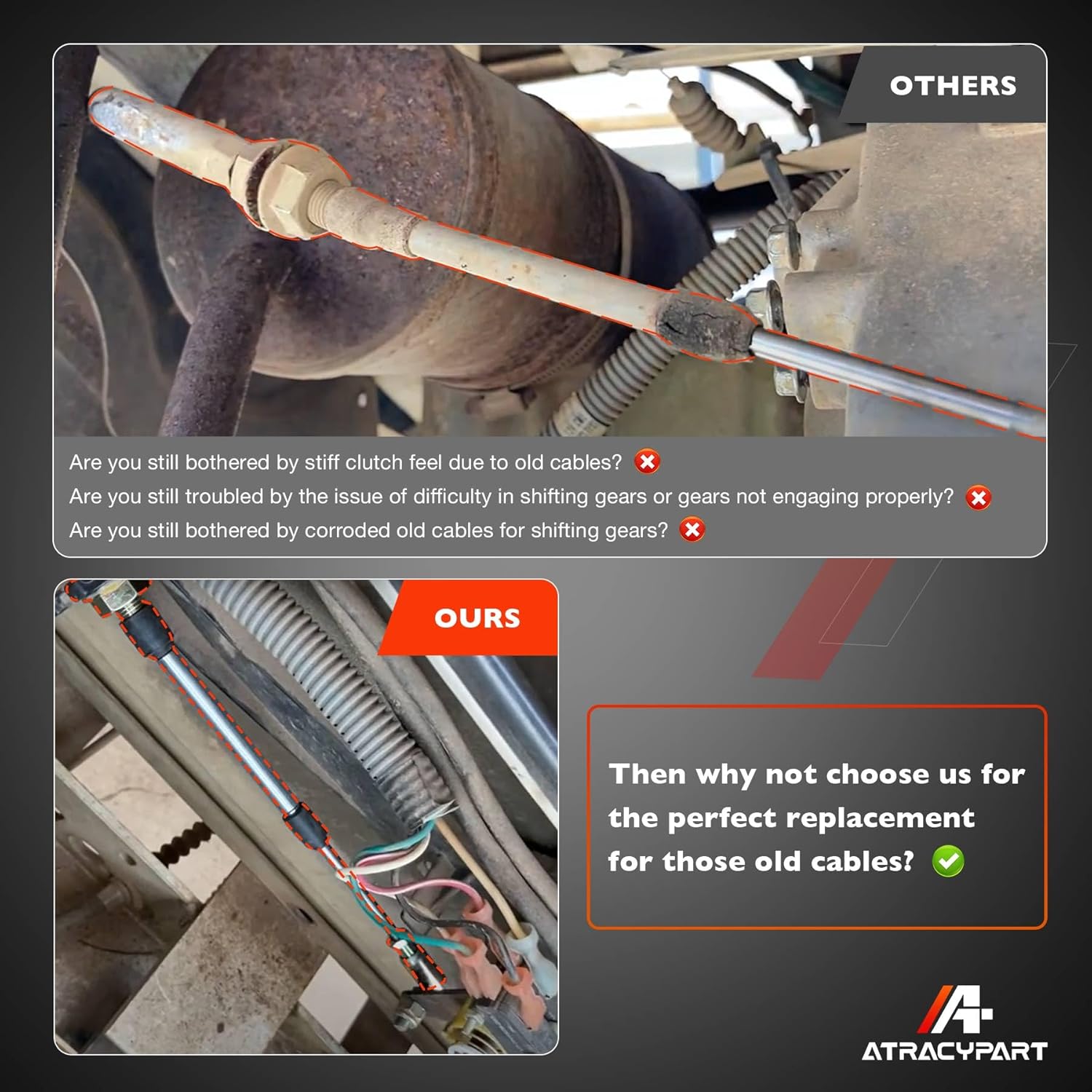 ATRACYPART Forward and Reverse Shift Cable- Compatible with EZGO RXV 2008-up Golf Cart Vehicles- Golf Carts Forward Reverse Shift Cable Replaces# OEM 603615