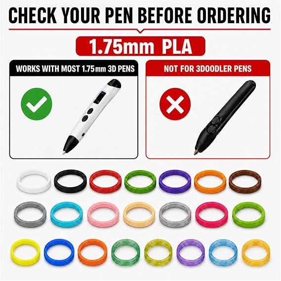 3D Pen Refill 10 Feet, 22 Colors
