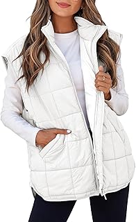 EVALESS Womens Puffer Vest Zip Up Cap Sleeve Jackets Travel Fall Outfits 2025 Fashion Warm Winter Coats With Pockets