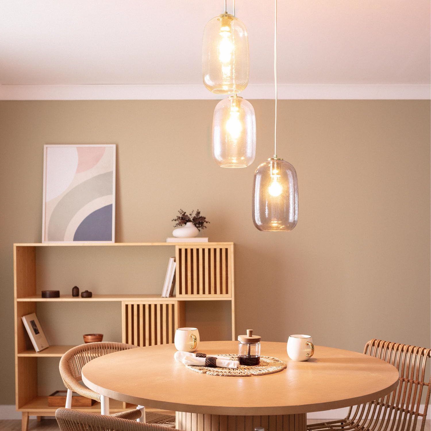LEDKIA Lámpara Colgante Cristal y Metal Bonhomía Multicolor