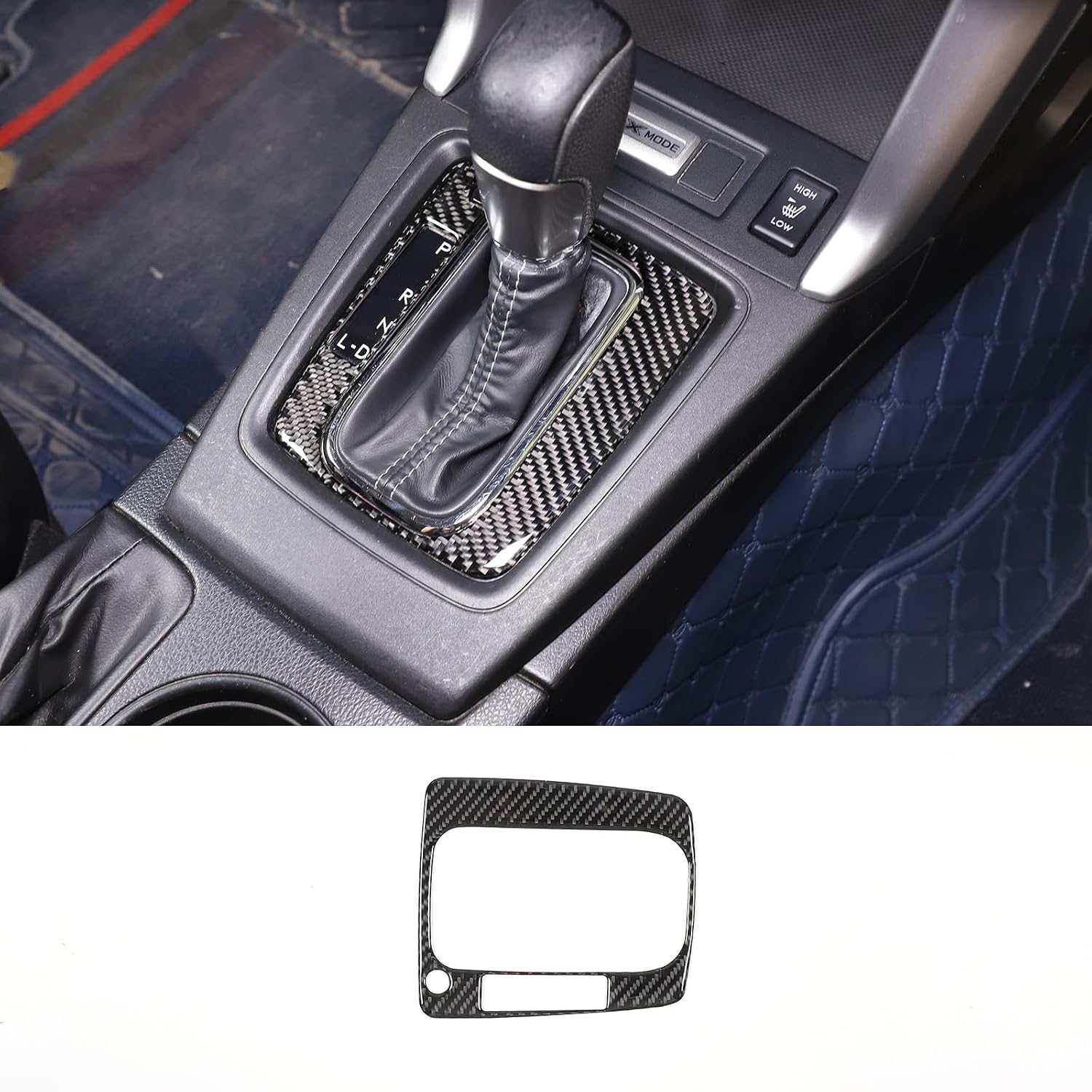 Control Gear Shift Panel Cover Trim Compatible with 2013-2018 Subaru Forester Soft Carbon Fiber 1PCS Center Console Panel Cover Trim Accessories (Gear Shift Indicator Trim Frame, Black Carbon)