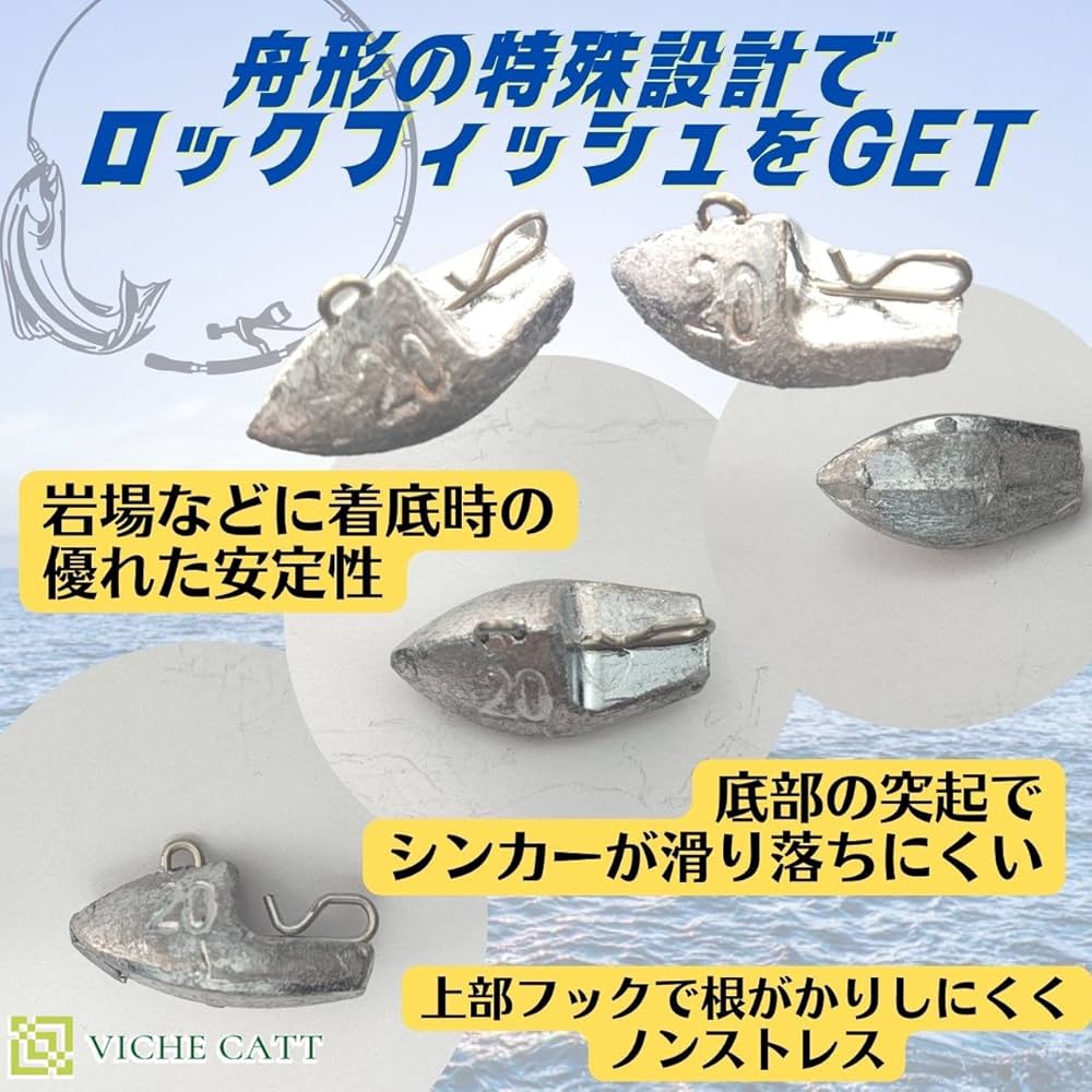 Amazon | VICHE CATT ジグヘッド 20g 20個セット シンカー 重り