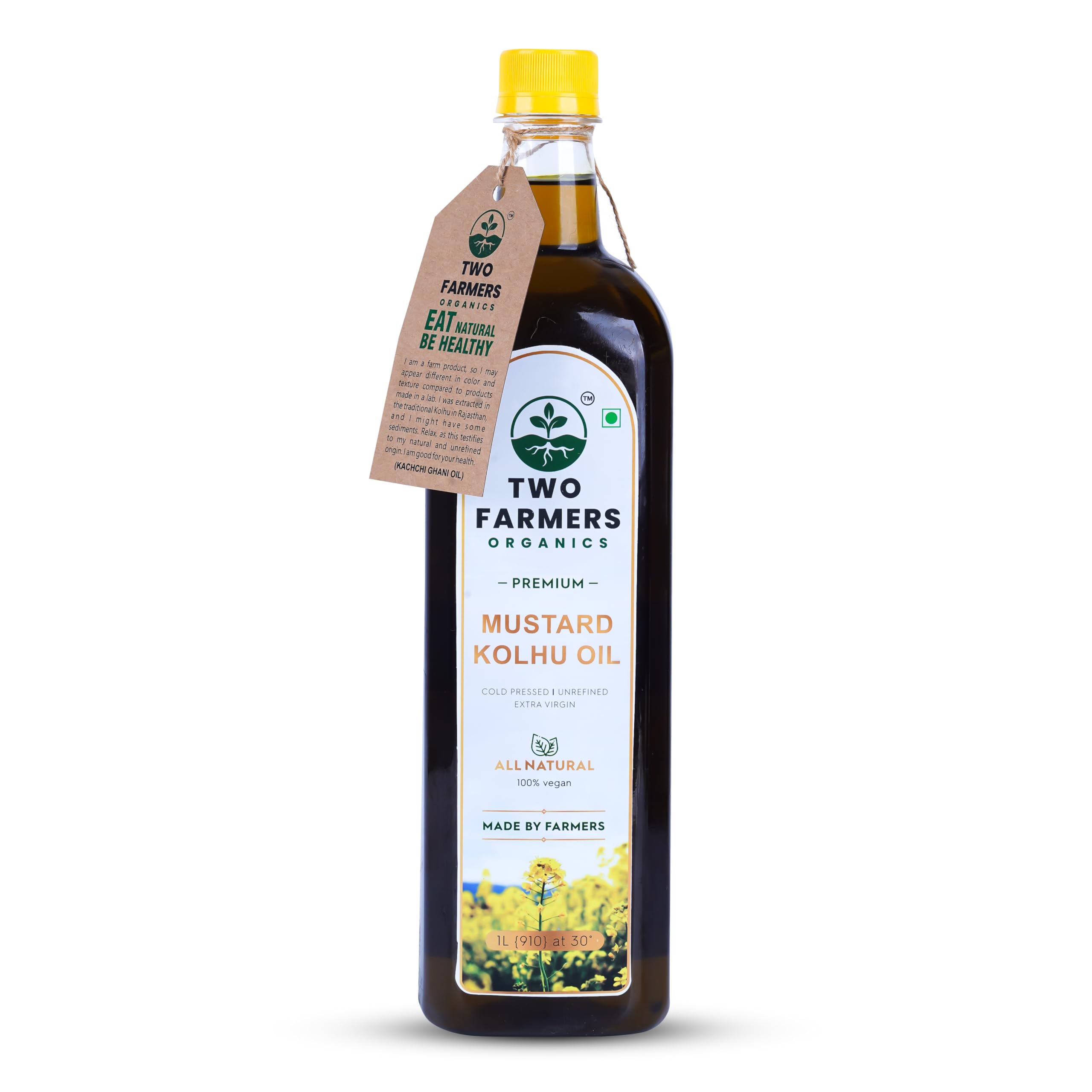 Two Farmers Organics Natural Kacchi Ghani Mustard Oil Cold-Pressed and Extra Virgin Sarso Oil Unrefined Wood Pressed Mustard Oil for Cooking (1 Ltr Pack) (B0B75YY3RV) Amazon Price History, Amazon Price Tracker