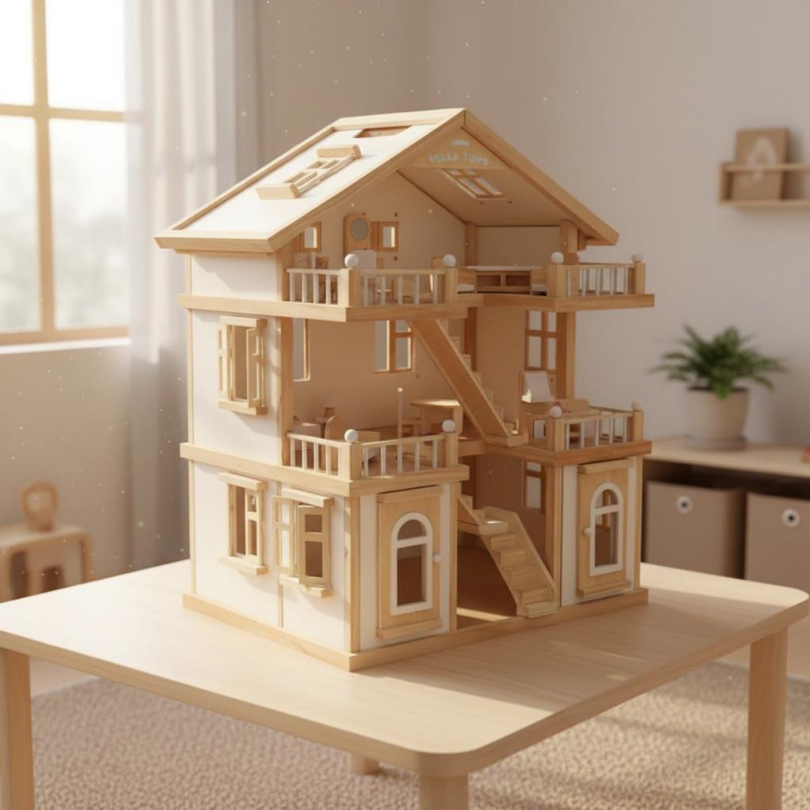 Casa Delle Bambole in Gioco Casa Principessa Casetta Giocoset per Bambini con Spazi Condivisibili E Componenti Apribili Adatta a Gioco Collaborativo, Bianco