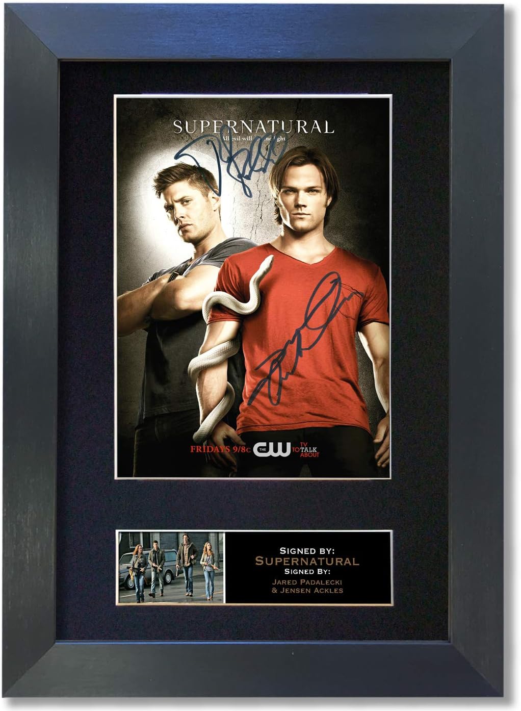 #136 SUPERNATURAL Mounted Signed Photo Reproduction Quality Autograph Print A4 Black Frame