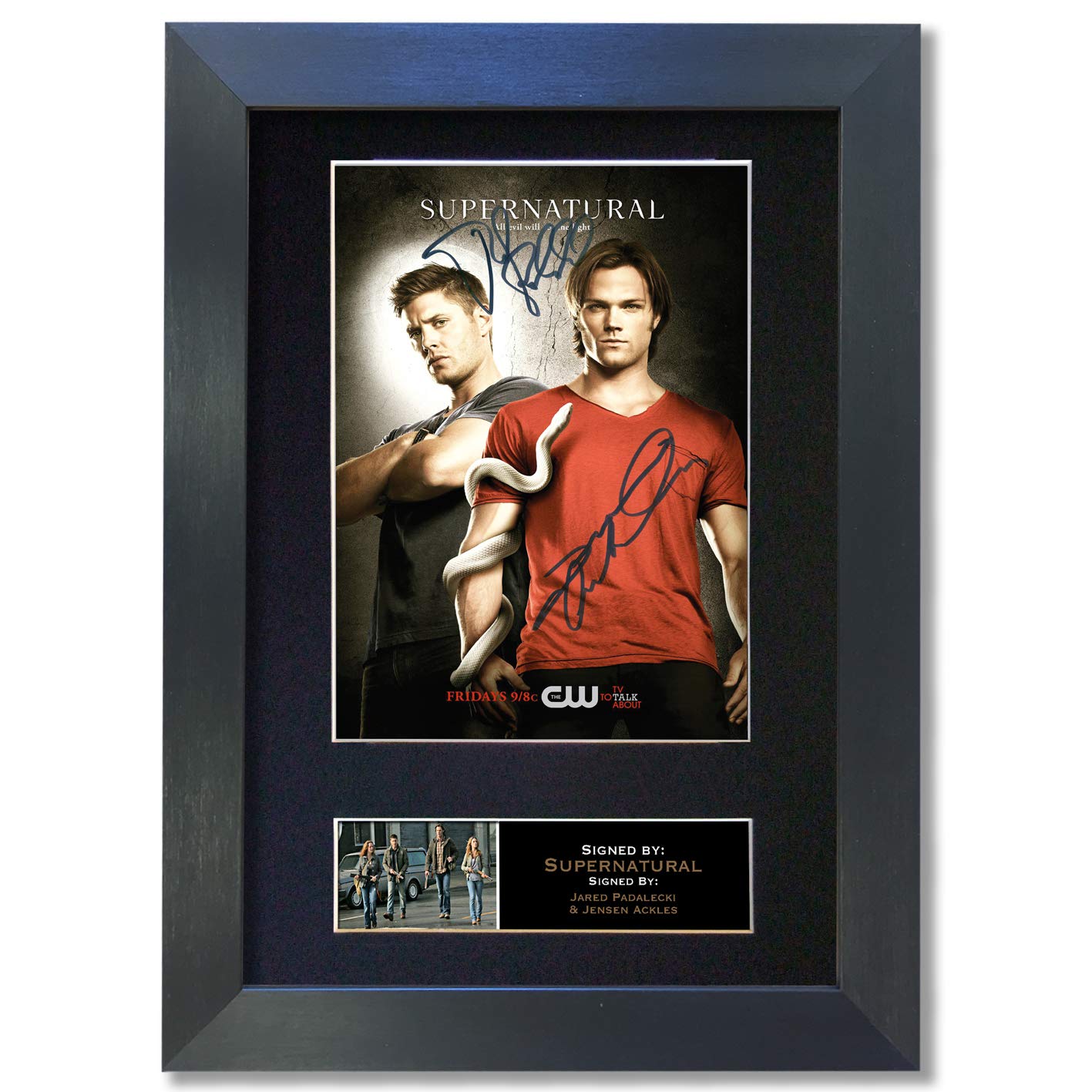 #136 SUPERNATURAL Mounted Signed Photo Reproduction Quality Autograph Print A4 Black Frame