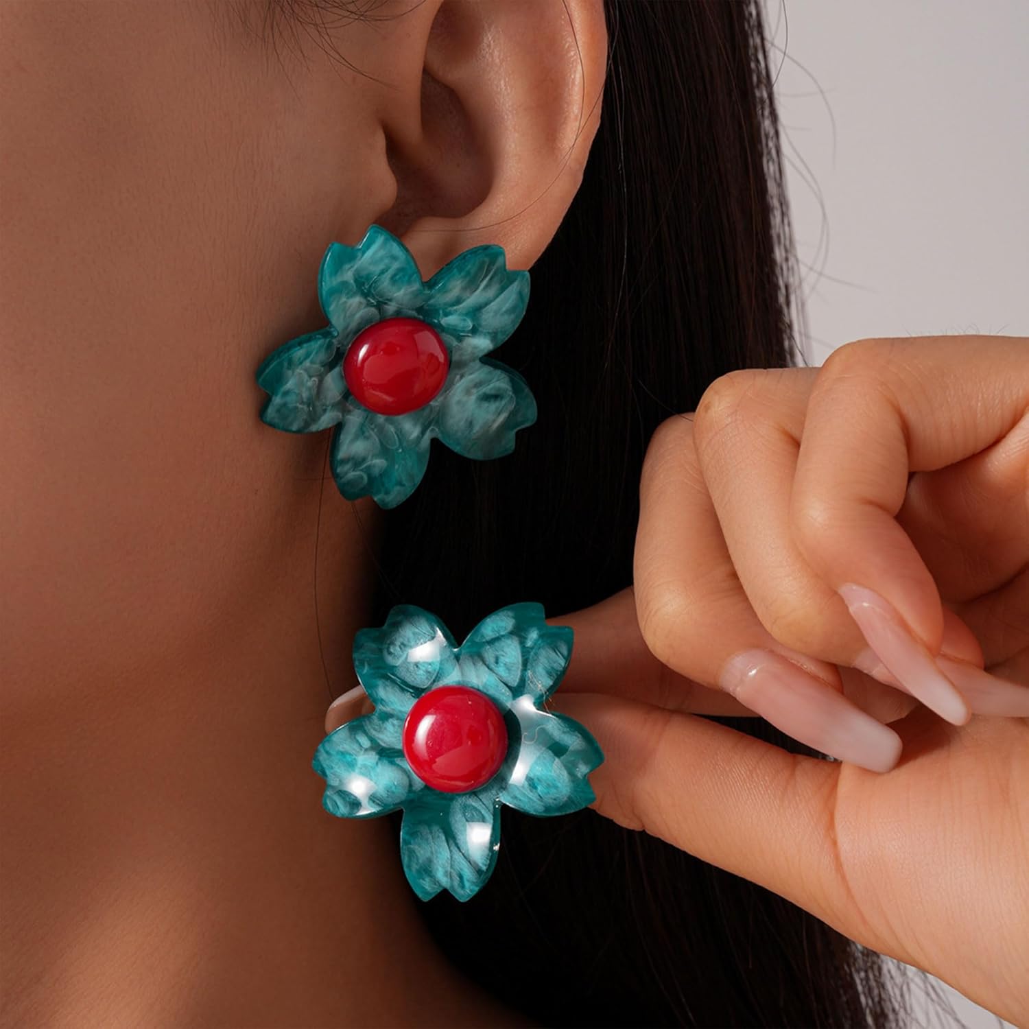 Funny Floral Stud Earrings for Women Resin Cute Boho Matte Flower Statement Earrins for Parties, Dates, or Street-Style Fashion - Image 5