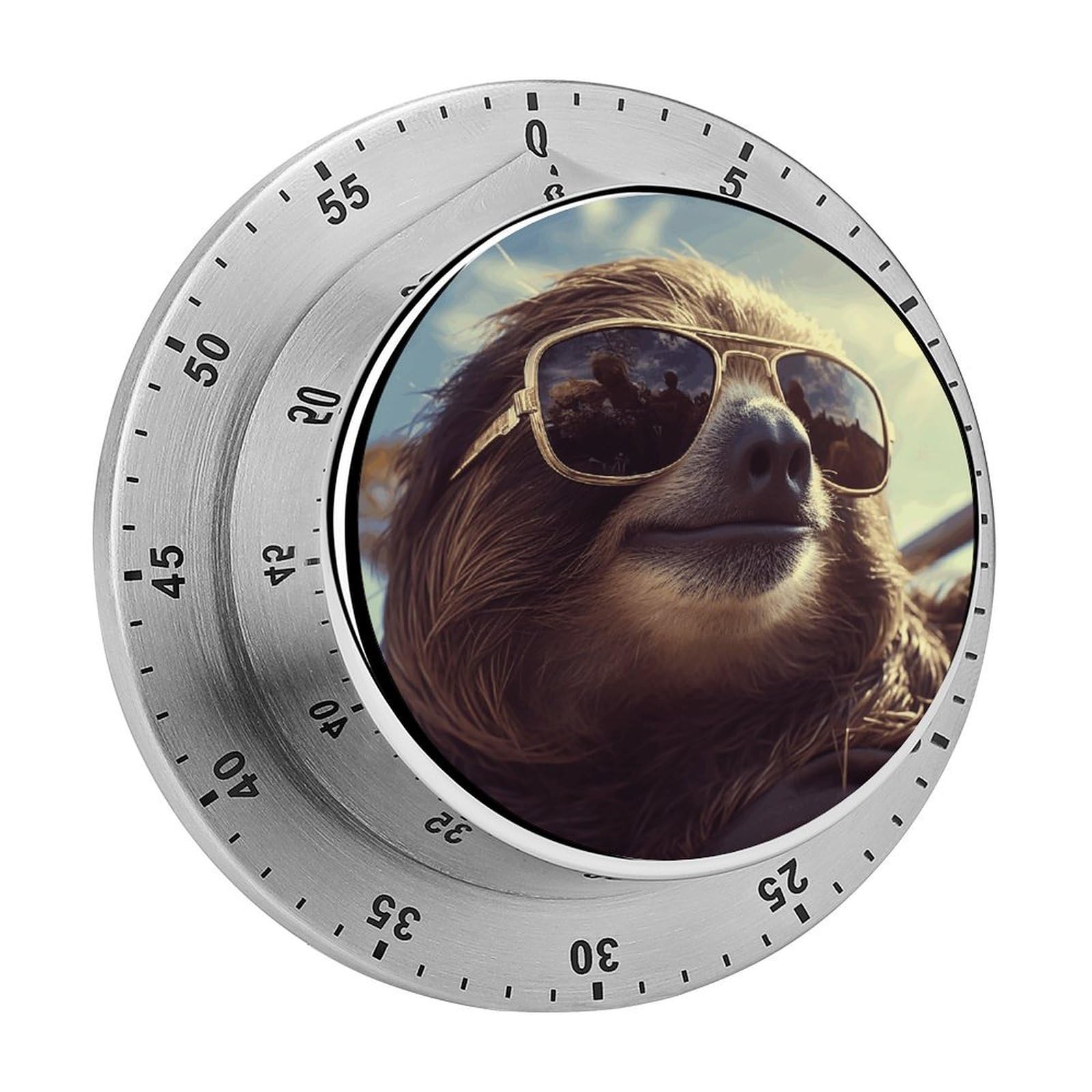 Adfgyerh Style Sloth With Sunglasses Timer For Cooking, Kitchen Timer Magnetic No Batteries Required, Mechanical Timer With Loud Alarm, For Fitness Baking Exercise Oven