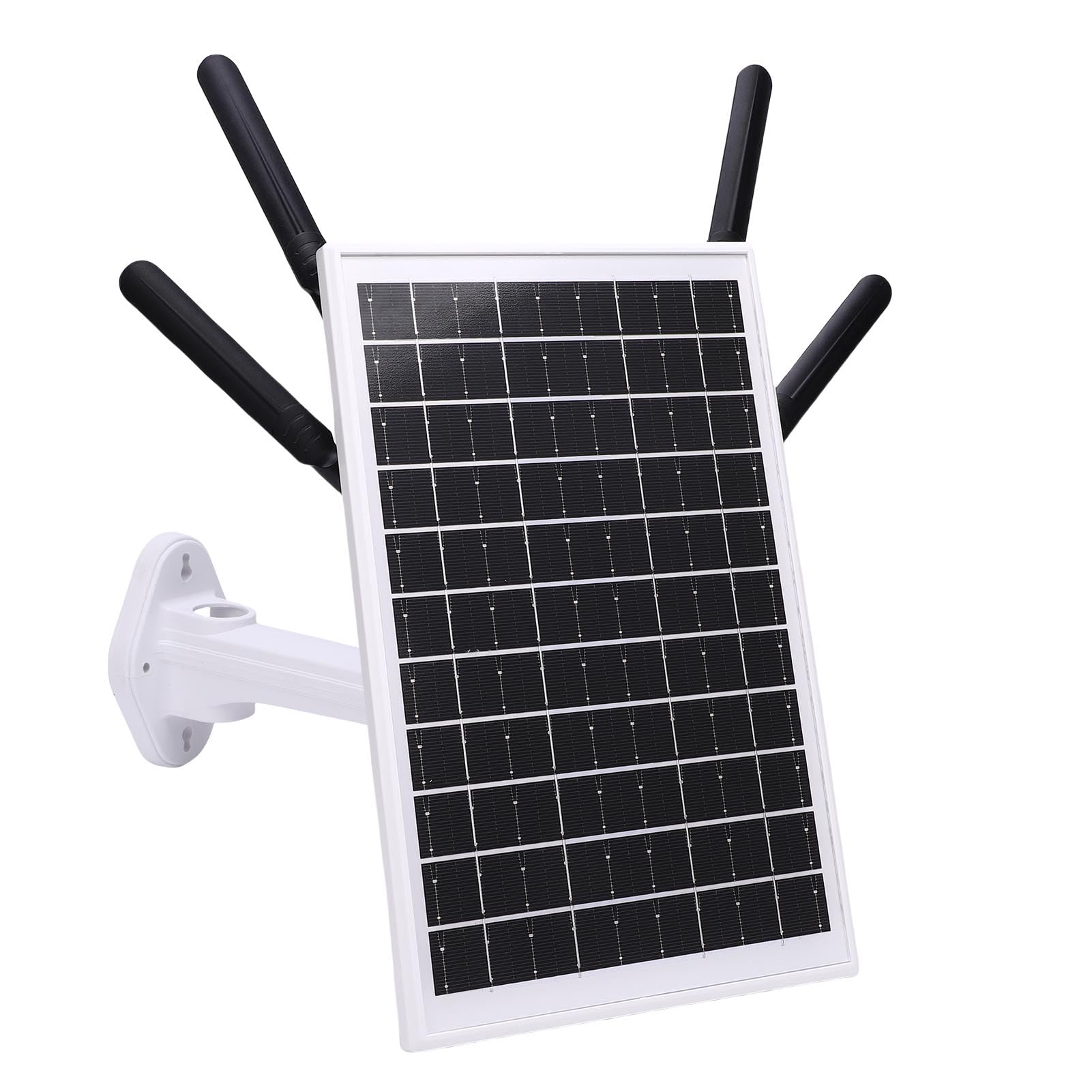 Fdit Router 4G Solare Impermeabile IP66 Pannello Solare 12W Extender WiFi 300Mbps con Slot per Scheda SIM per Aziende Agricole e Cantieri Edili (Antenne nere)