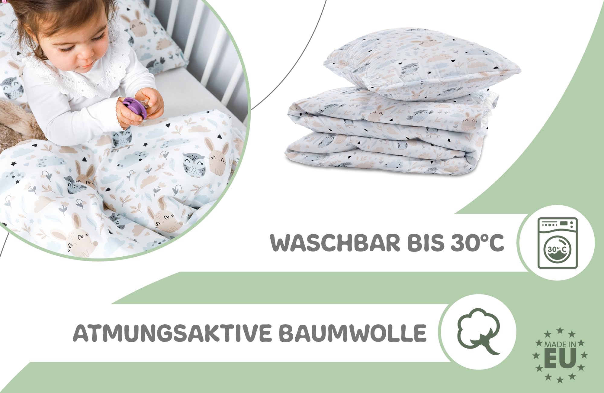 Totsy Baby Biancheria da letto per bambini 90x120 cm in cotone - Set per bambini con copripiumino