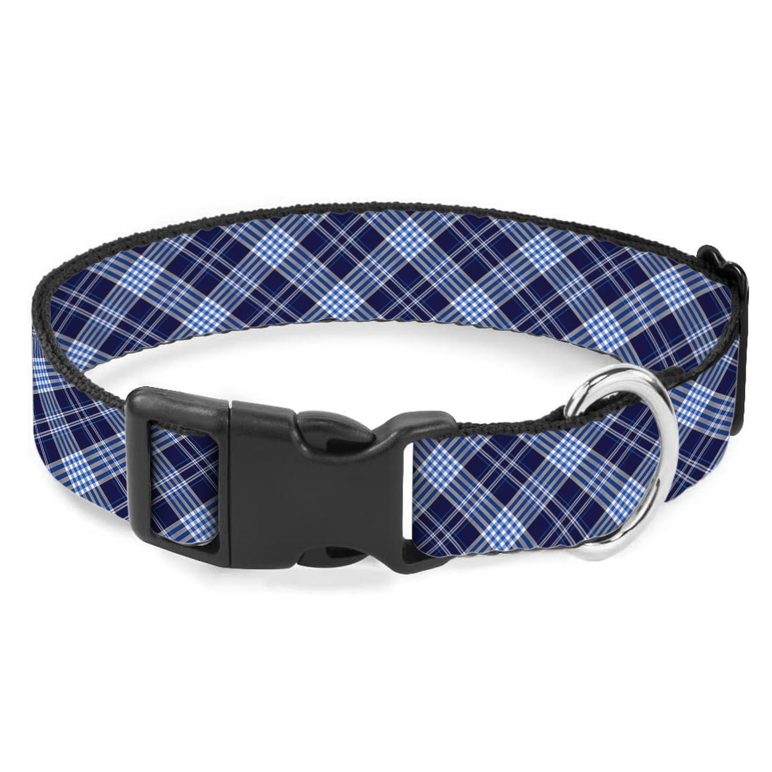 Blue Black Plaid Gingham Dog Collars Soft Adjustable Collar Strap for Small Medium Large Dogs Cats Pet