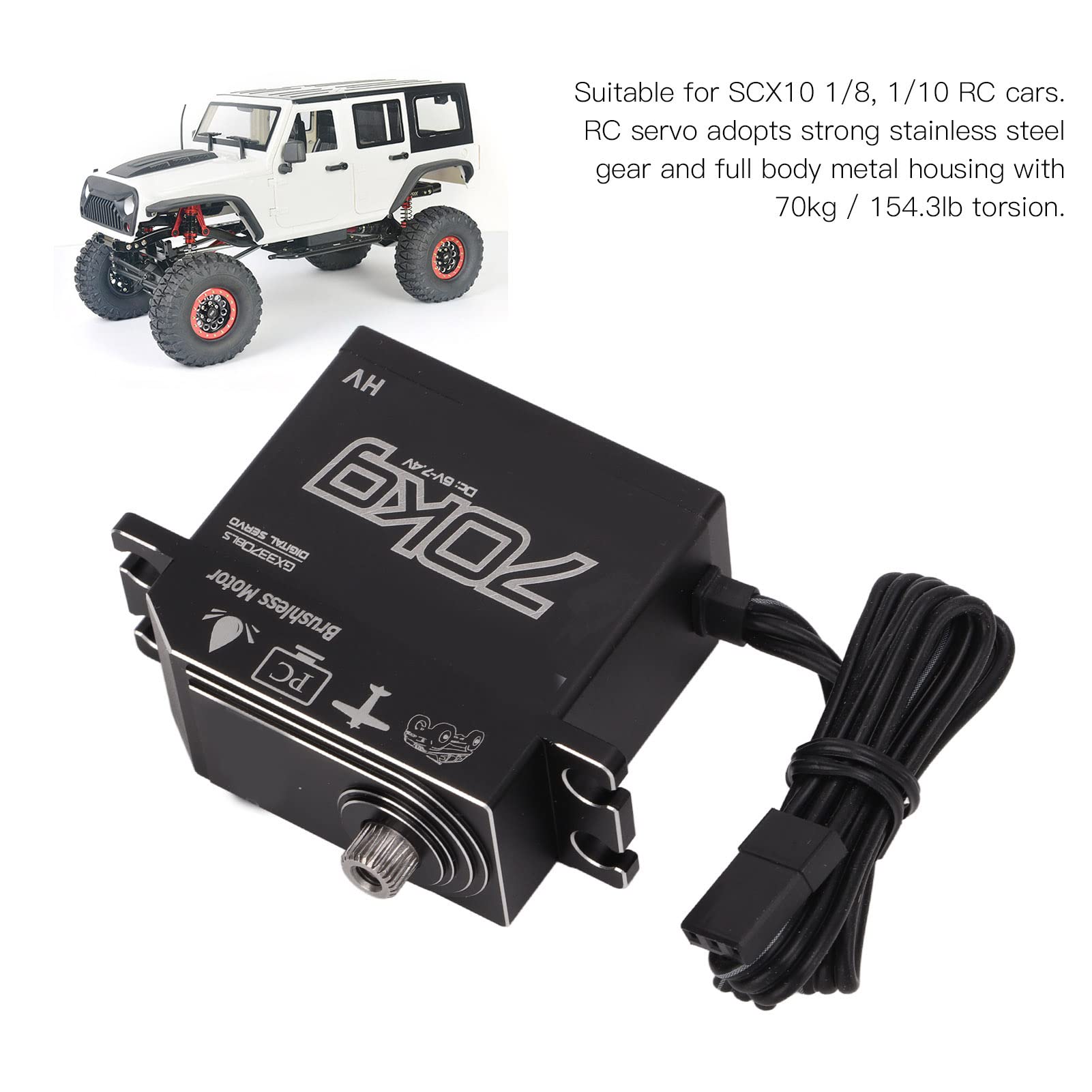 CHICIRIS IP67 Wodoodporny Bezszczotkowy Silnik Cyfrowy o Wysokim Momencie Obrotowym 70 KG do Samochodów SCX10 1/8 1/10 RC Metal Gear Trwały