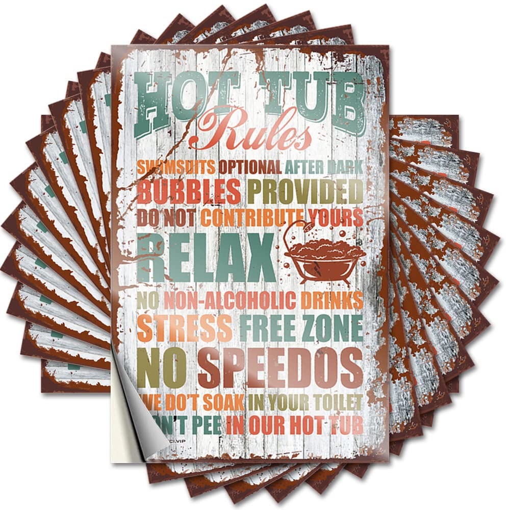 Funny Hot Tub Rules Assorted Guest - Bumper Waterproof Removable Vinyl Decal(12X18CM)