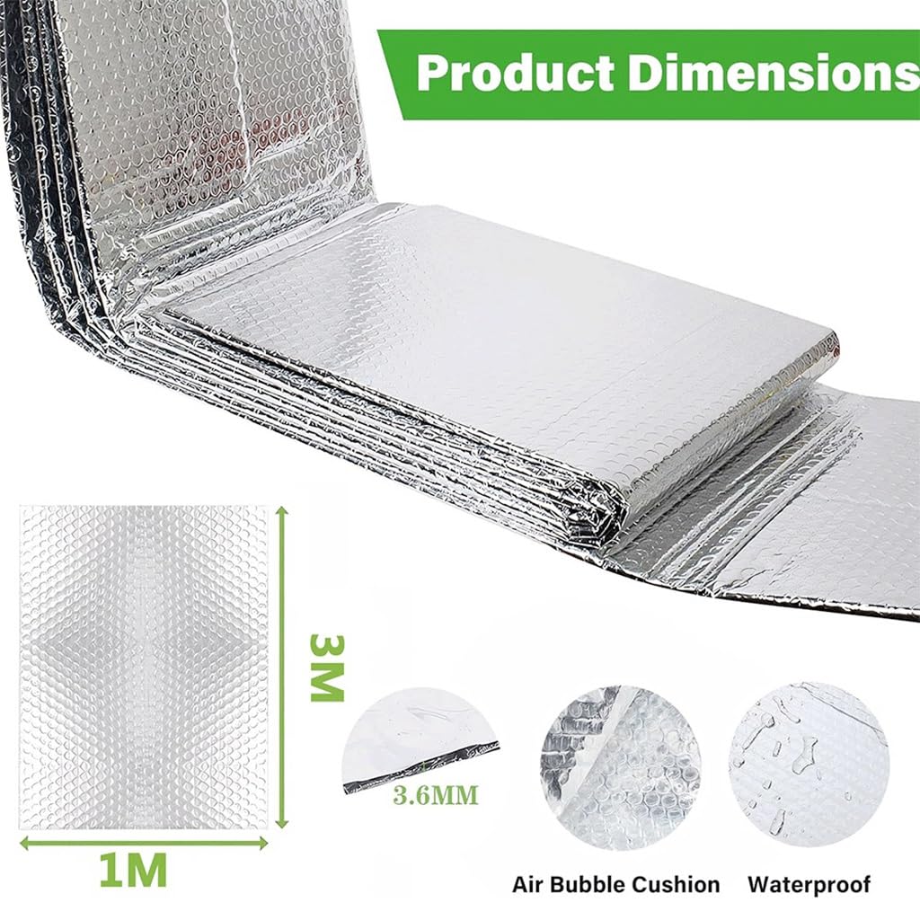 Film d'aluminium double face, feuille de mousse d'isolation réfléchissante, rouleau à bulles, for garder la chaleur, bouclier thermique, barrière radiante 1MX3M