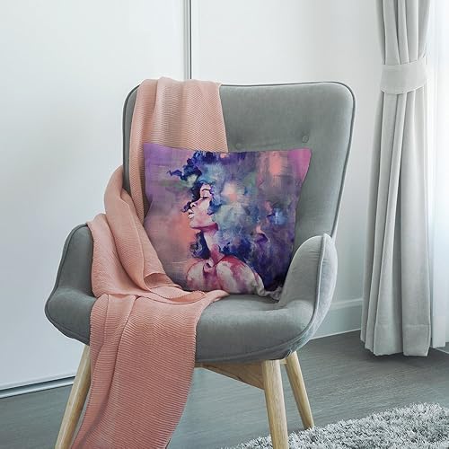 Miniatura 4 de HGOD DESIGNS Funda de almohada África, acuarela morada, sexy, africana, diseño artístico, de algodón, lino, funda de cojín cuadrada estándar