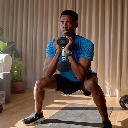 Miniatura 8 de RitFit Juego de mancuernas hexagonales con revestimiento de goma de 5 a 300 libras con estante opcional para gimnasio en casa, pesas de mano