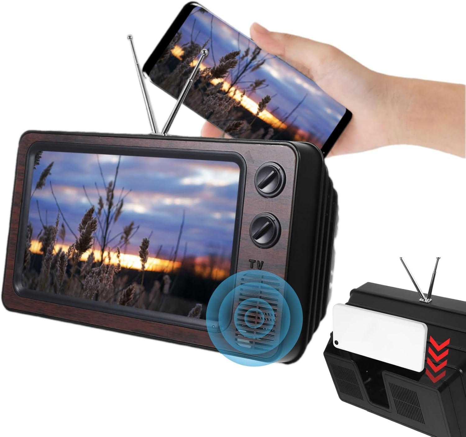 12 Inch Screen Magnifier for Cell Phone - 3D HD Foldable Retro TV Amplifier for Movies & Videos, Portable Mobile Phone Screen Enlarger for All Smartphones